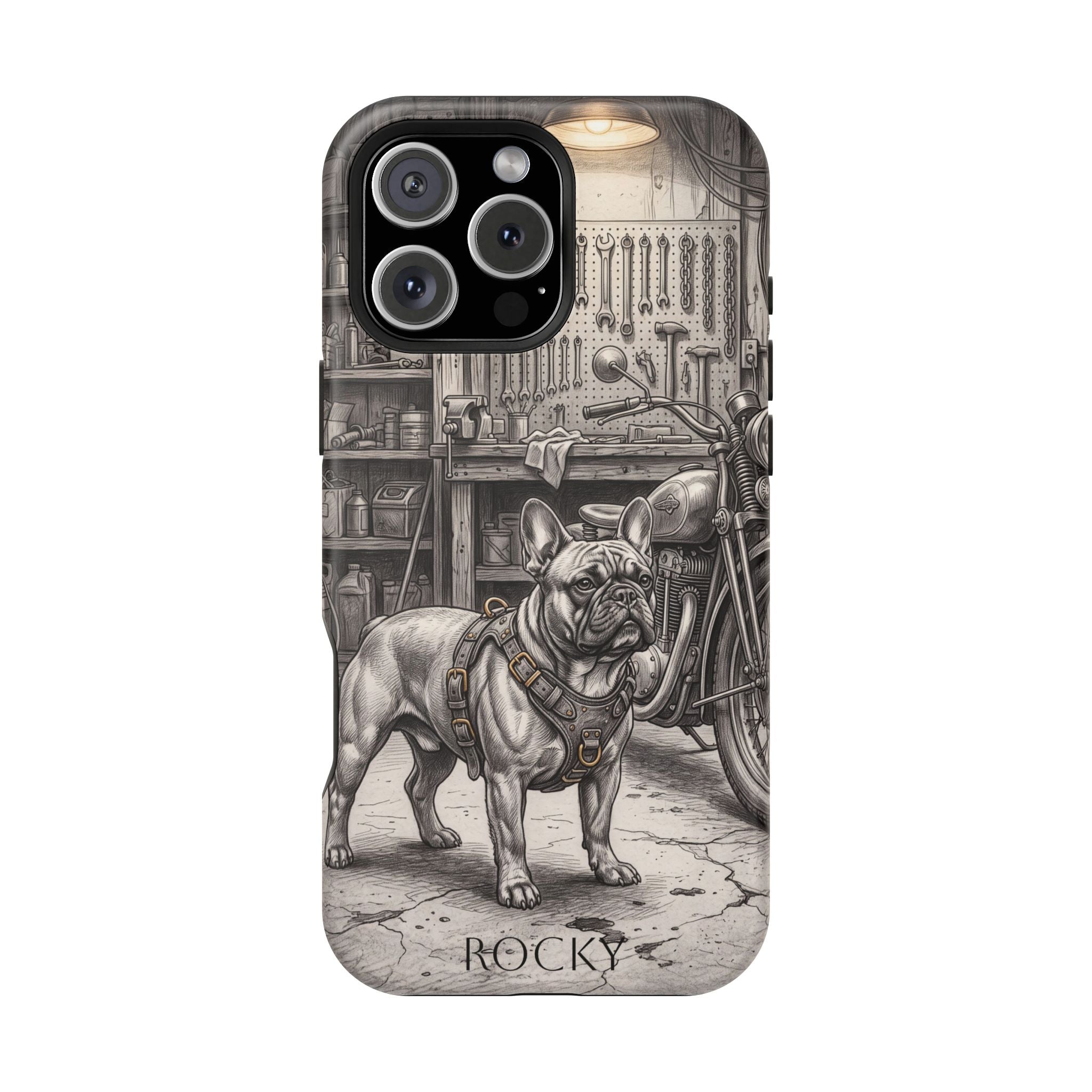 Personalized French Bulldog Vintage Street Phone Case — Wireless Charging Cover