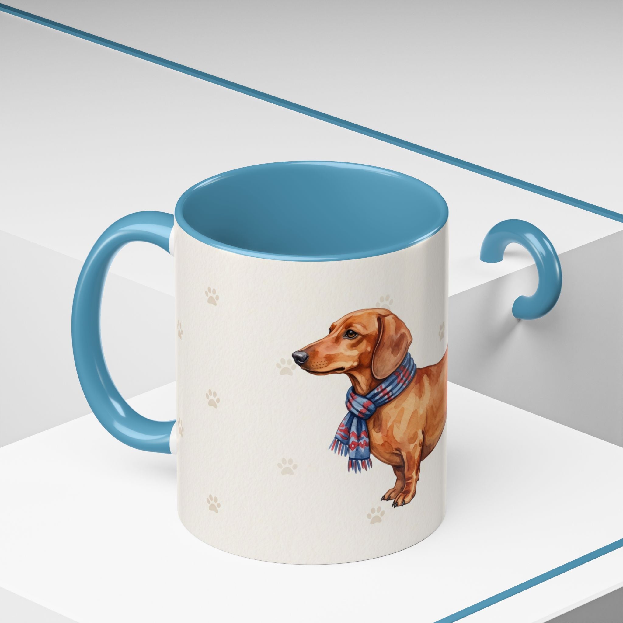 Dachshund Lover Mug – Wiener Dog with Scarf, Cute Watercolor Dachshund Gift Mug