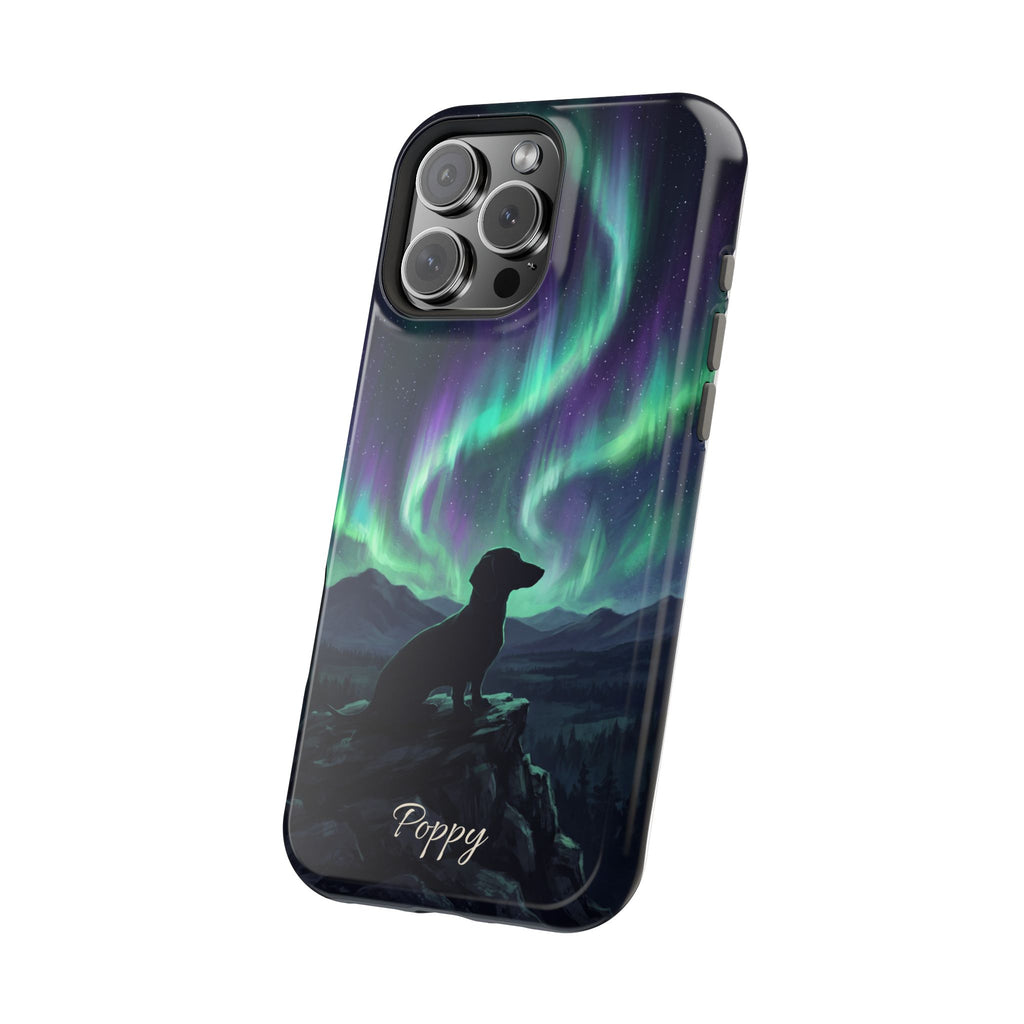 Personalized Dachshund Northern Lights Phone Case — Wireless Charging Cover