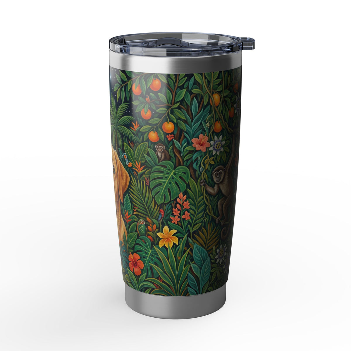Labrador Tumbler | Enchanted Jungle Art — 20 oz Stainless Travel Mug