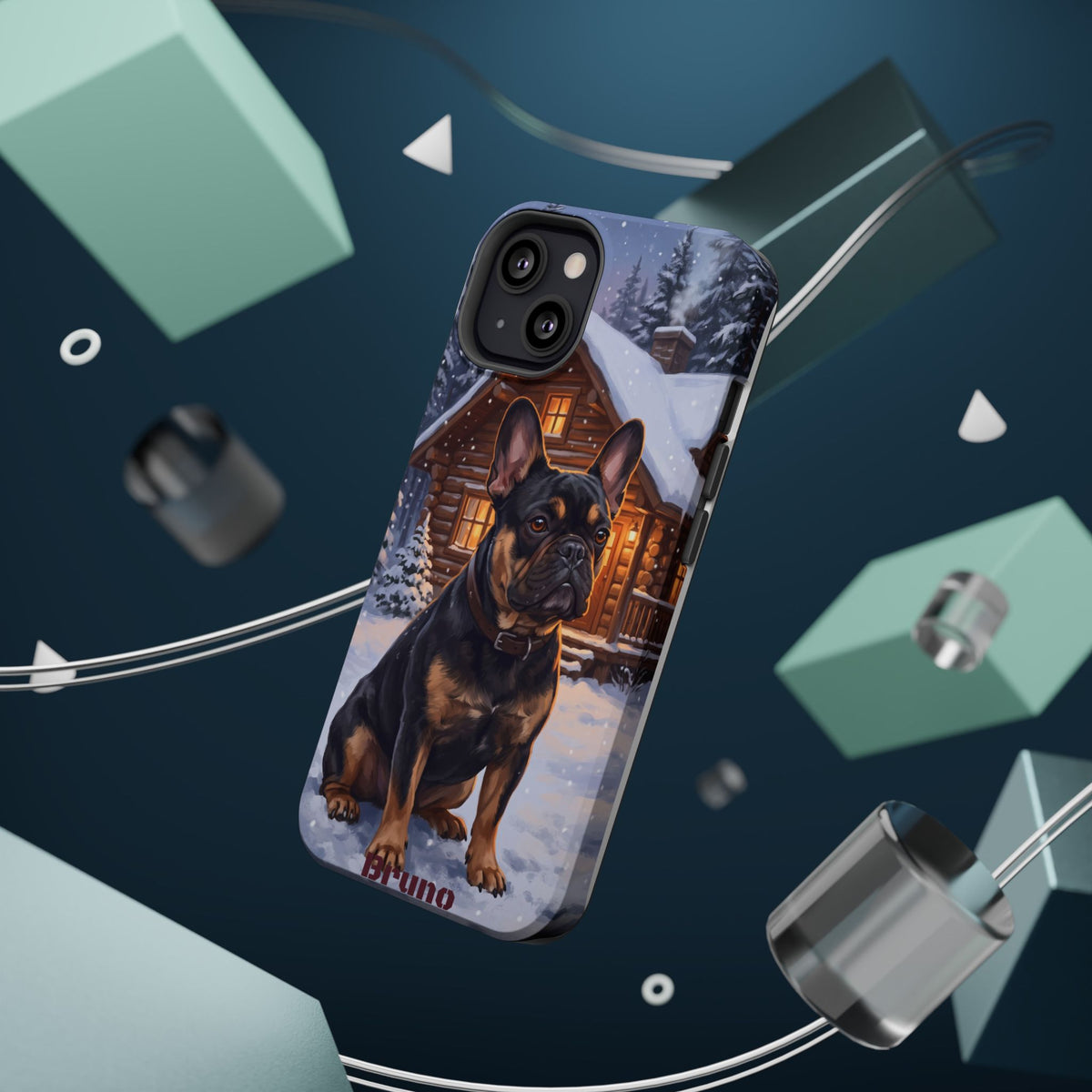 Personalized French Bulldog Cozy Cabin Phone Case — Wireless Charging Cover