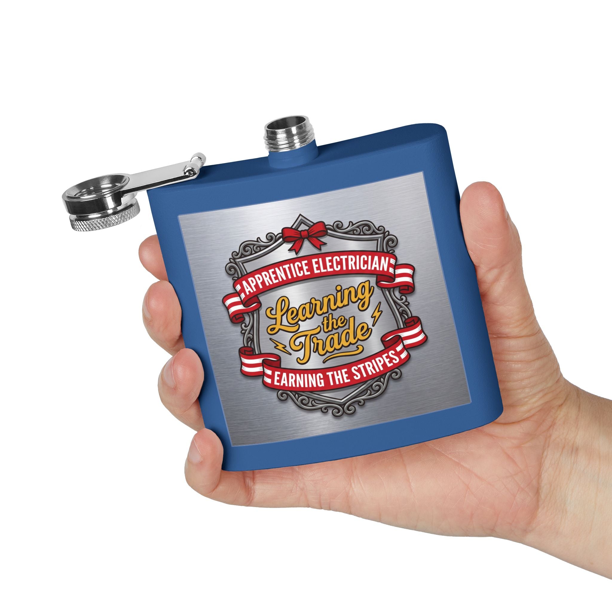 Flask — "Apprentice Electrician: Learning the Trade, Earning the Stripes" 6oz Stainless Steel