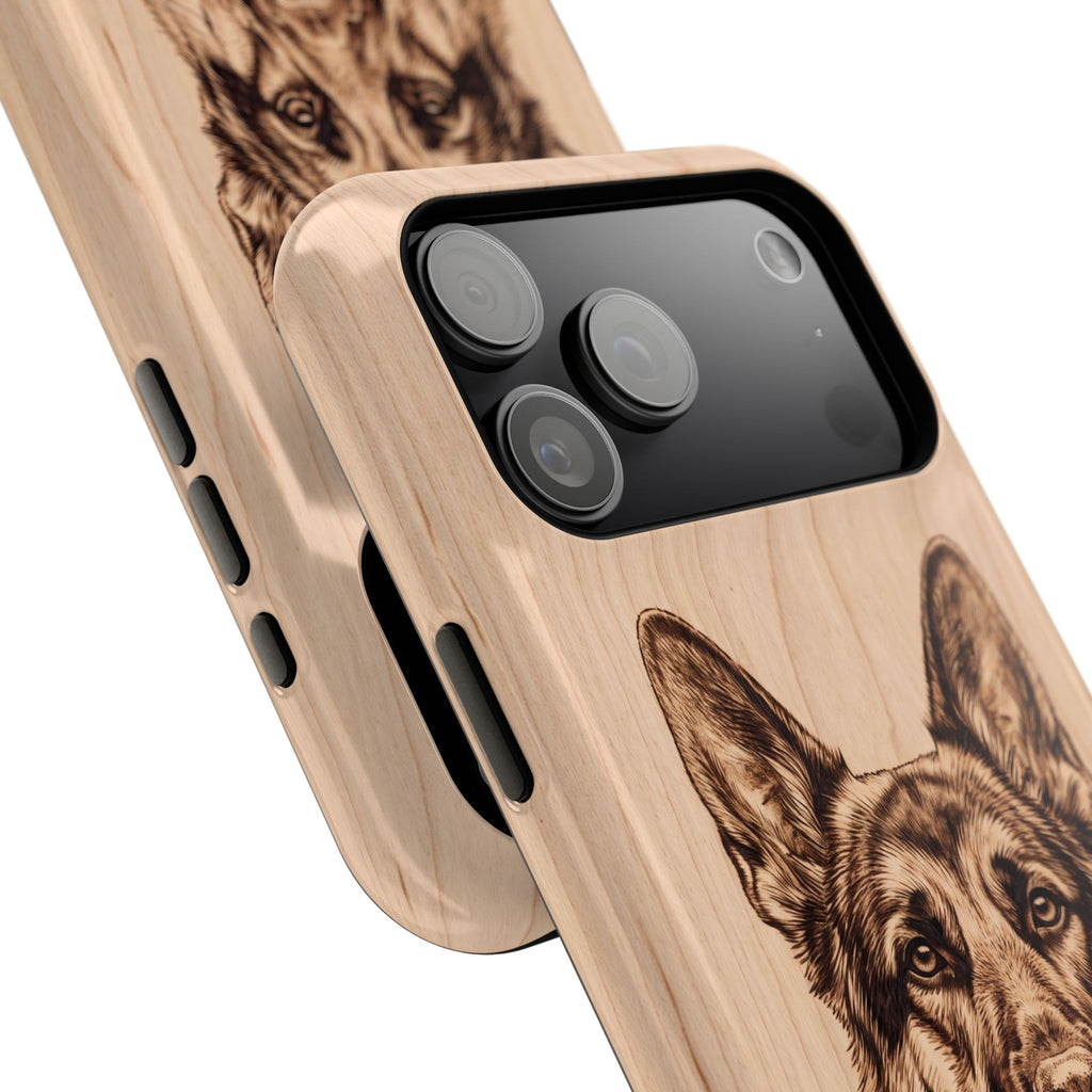 German Shepherd Phone Case | Pyrography Art — Tough Magnetic Case with Wireless Charging