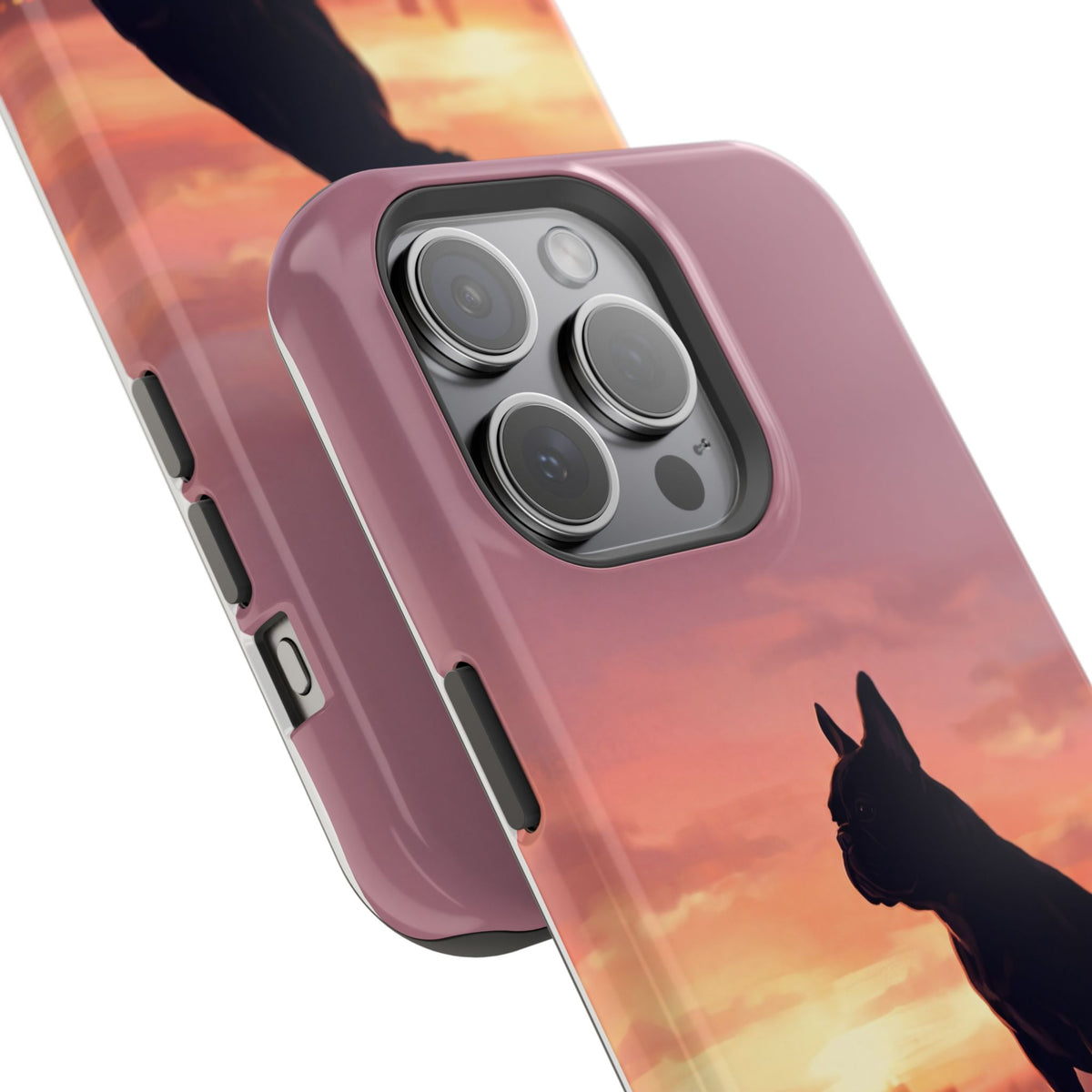 Personalized French Bulldog City Skyline Sunset Phone Case — Wireless Charging Cover