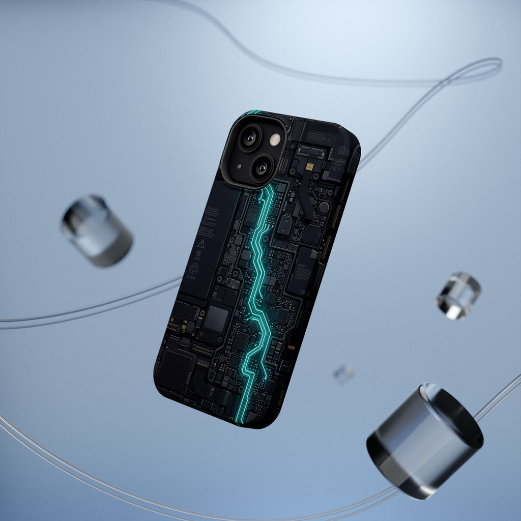 Cyan Bolt Electrician Phone Case — Electric Circuit Wireless Charging Cover