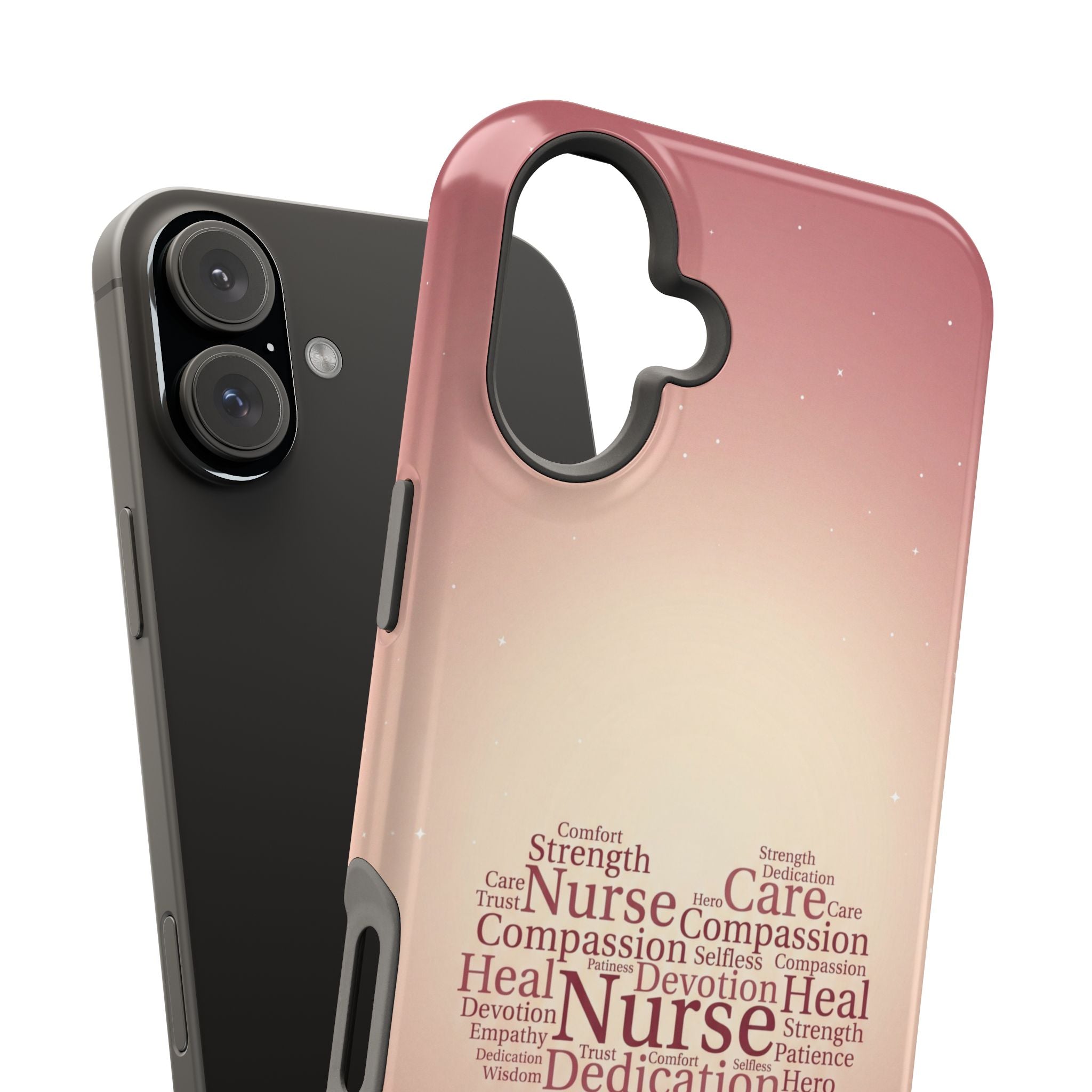 Nurse Heart Word Art Phone Case — Impact-Resistant Wireless Charging Cover