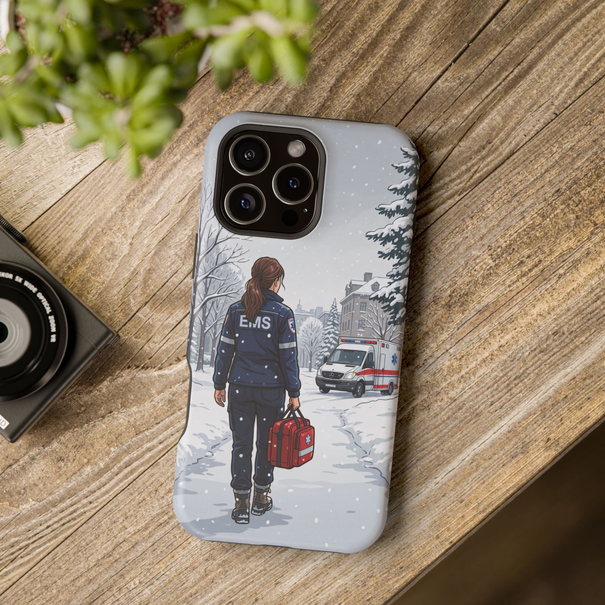Paramedic/EMT Winter Phone Case — Magnetic Wireless Charging Cover
