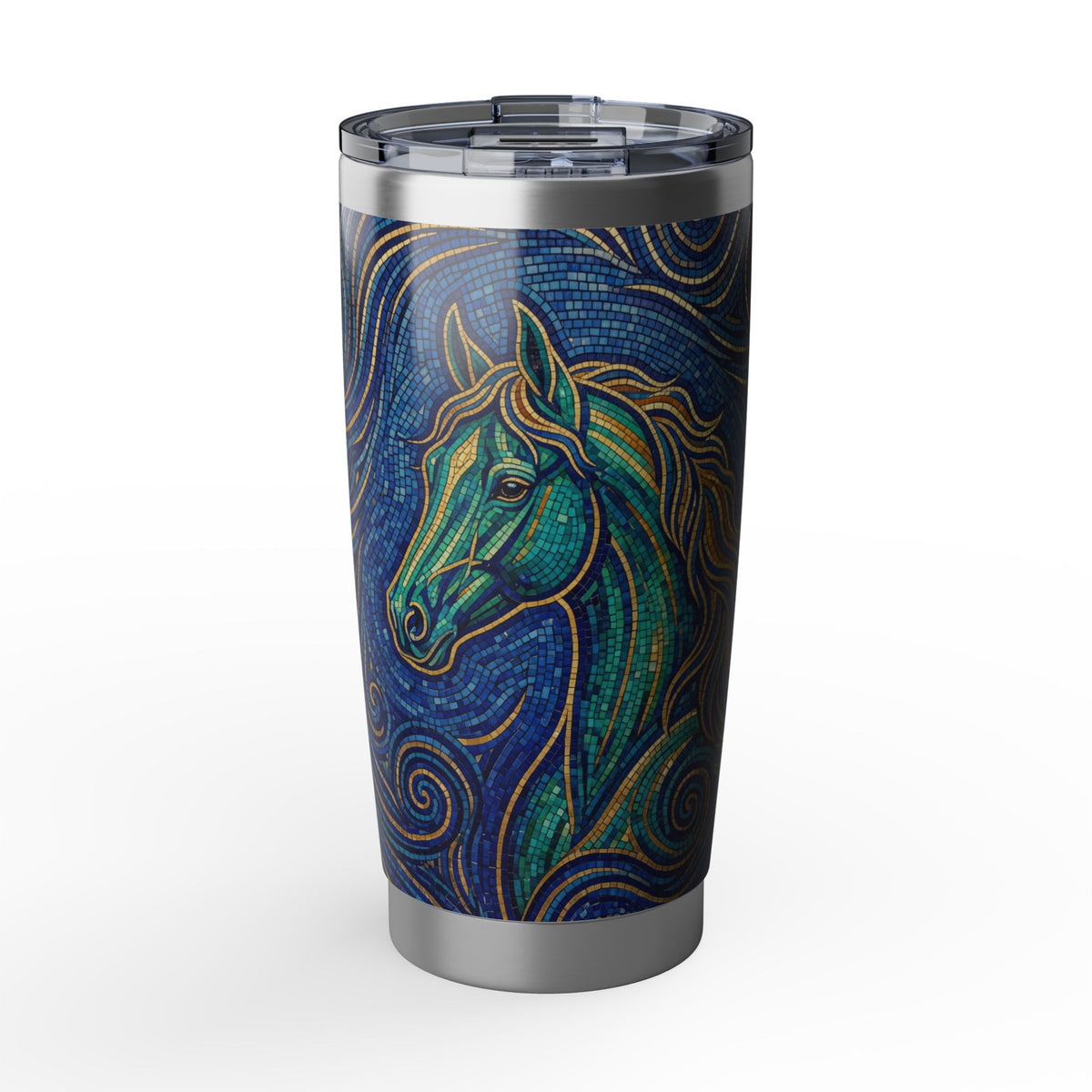 Horse Tumbler | Jewel Mosaic Art — 20 oz Stainless Travel Mug