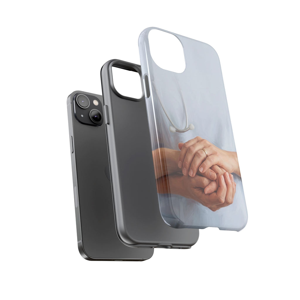 Nurse's Comforting Hands Phone Case | Caring Hands & Stethoscope Illustration | iPhone & Samsung