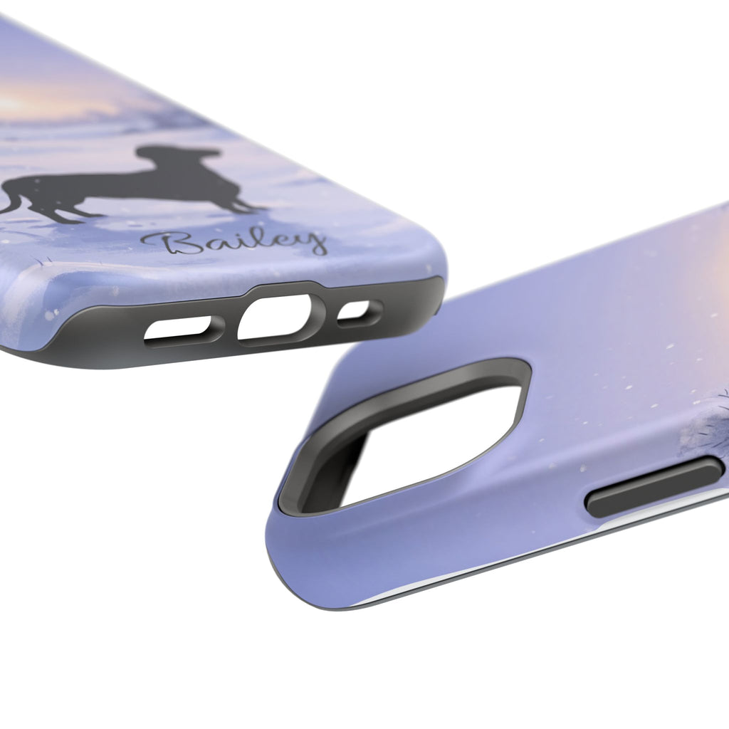 Personalized Dachshund Winter Snow Phone Case — Wireless Charging Cover
