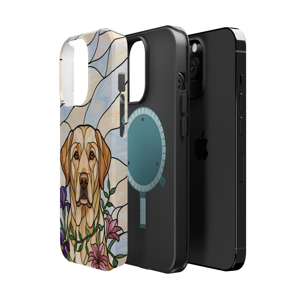 Floral Stained Glass Labrador Phone Case — Tough Magnetic Case with Wireless Charging