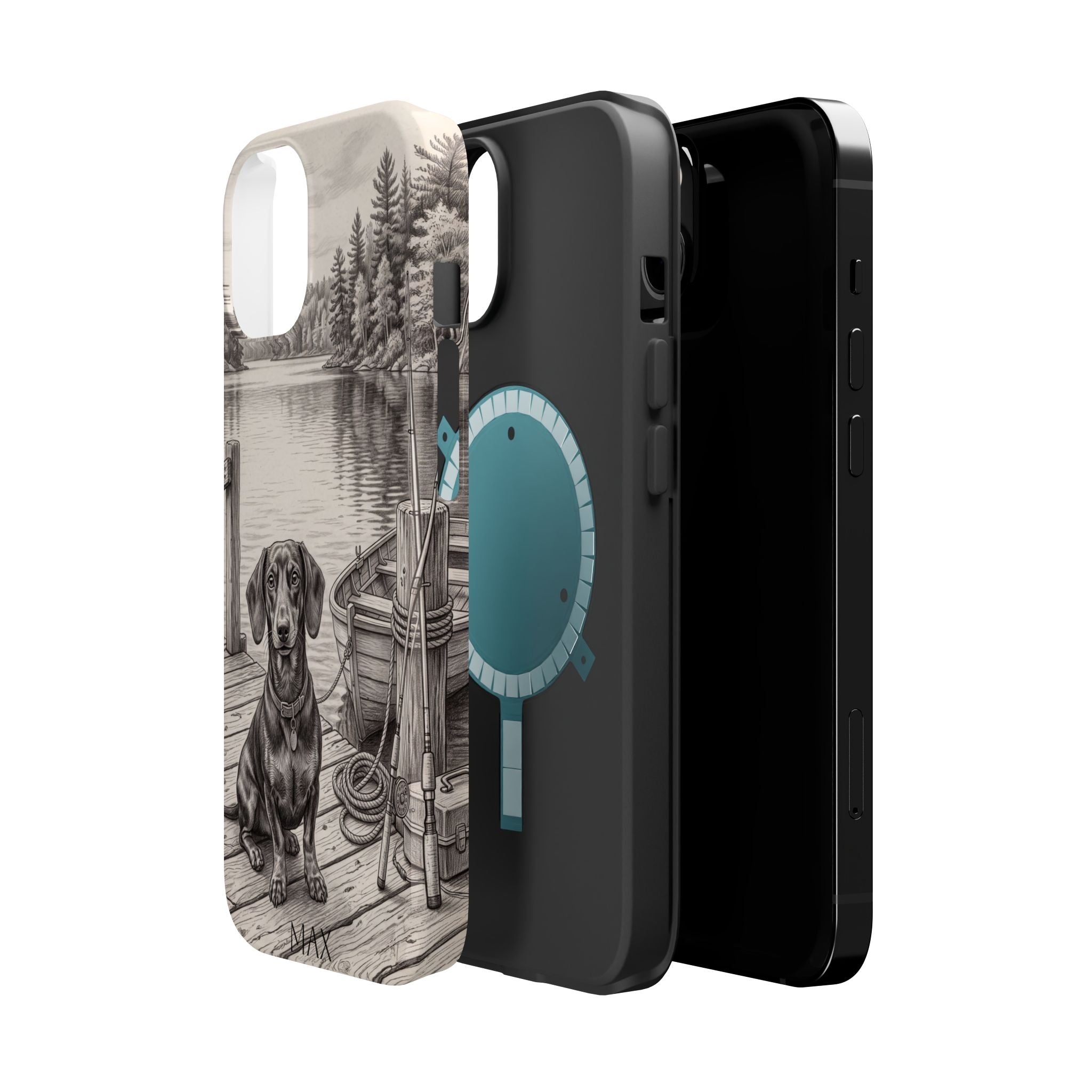 Personalized Dachshund Sunset Beach Phone Case — Wireless Charging Cover