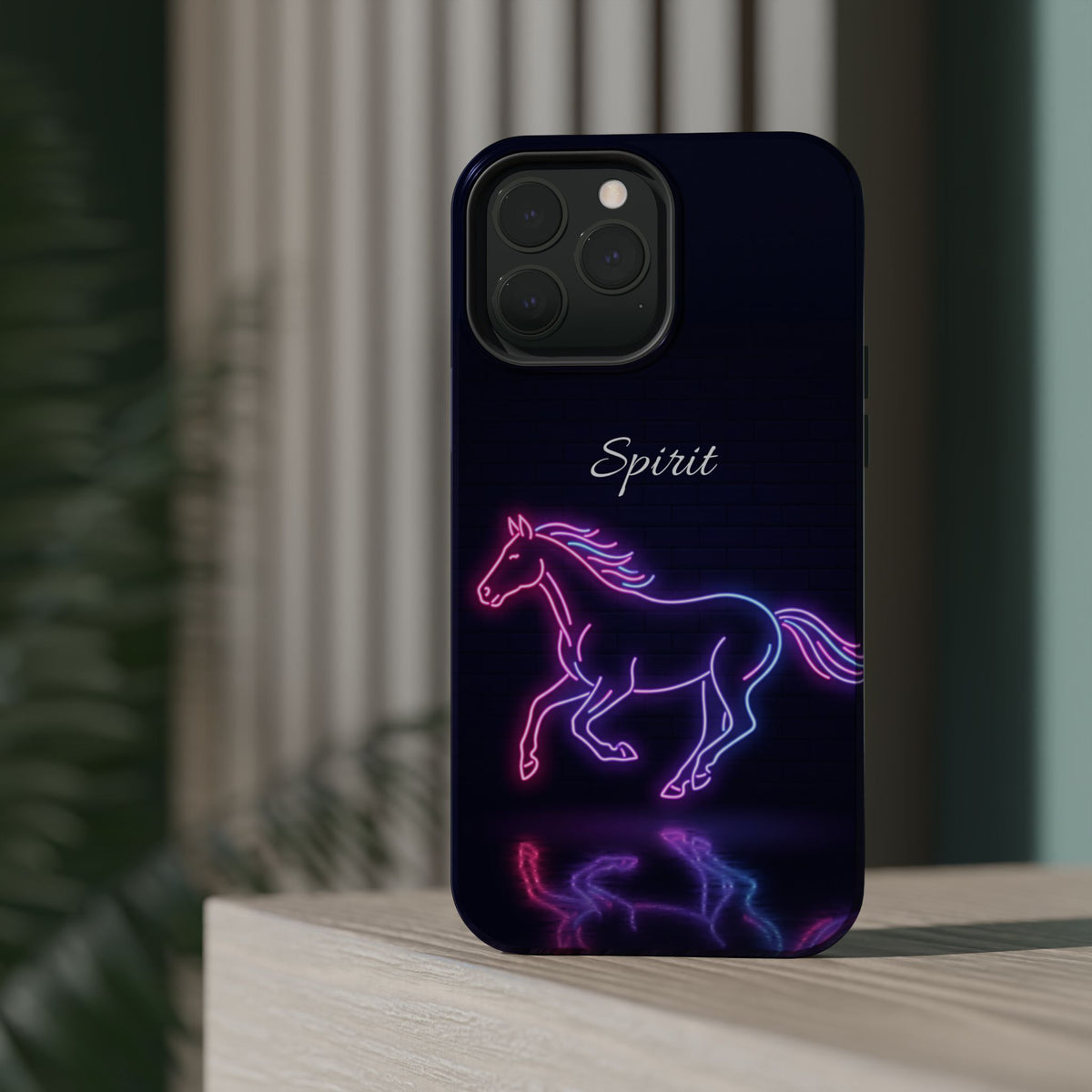 Personalized Neon Glow Horse Phone Case — Tough Magnetic Case with Wireless Charging