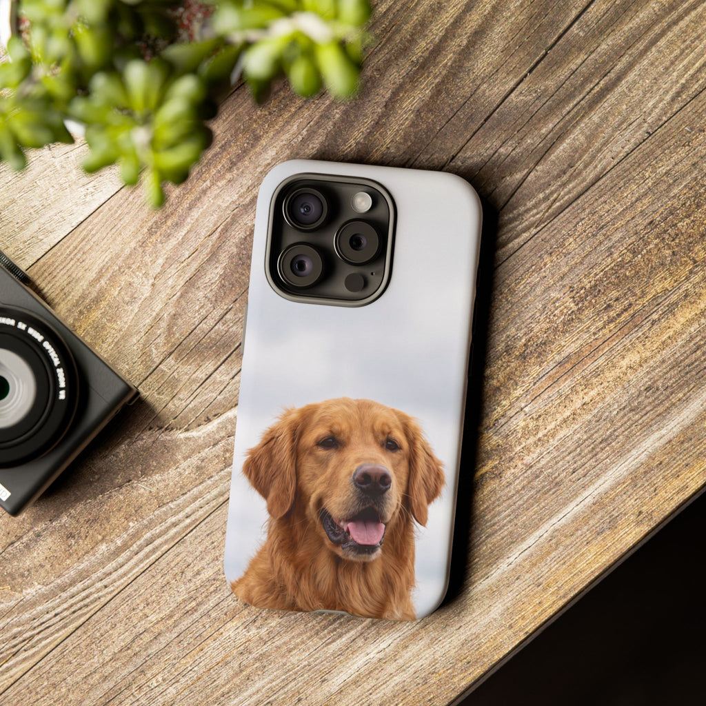 Golden Retriever Portrait Phone Case | Happy Dog Photo on Soft Sky Background | Samsung & iPhone