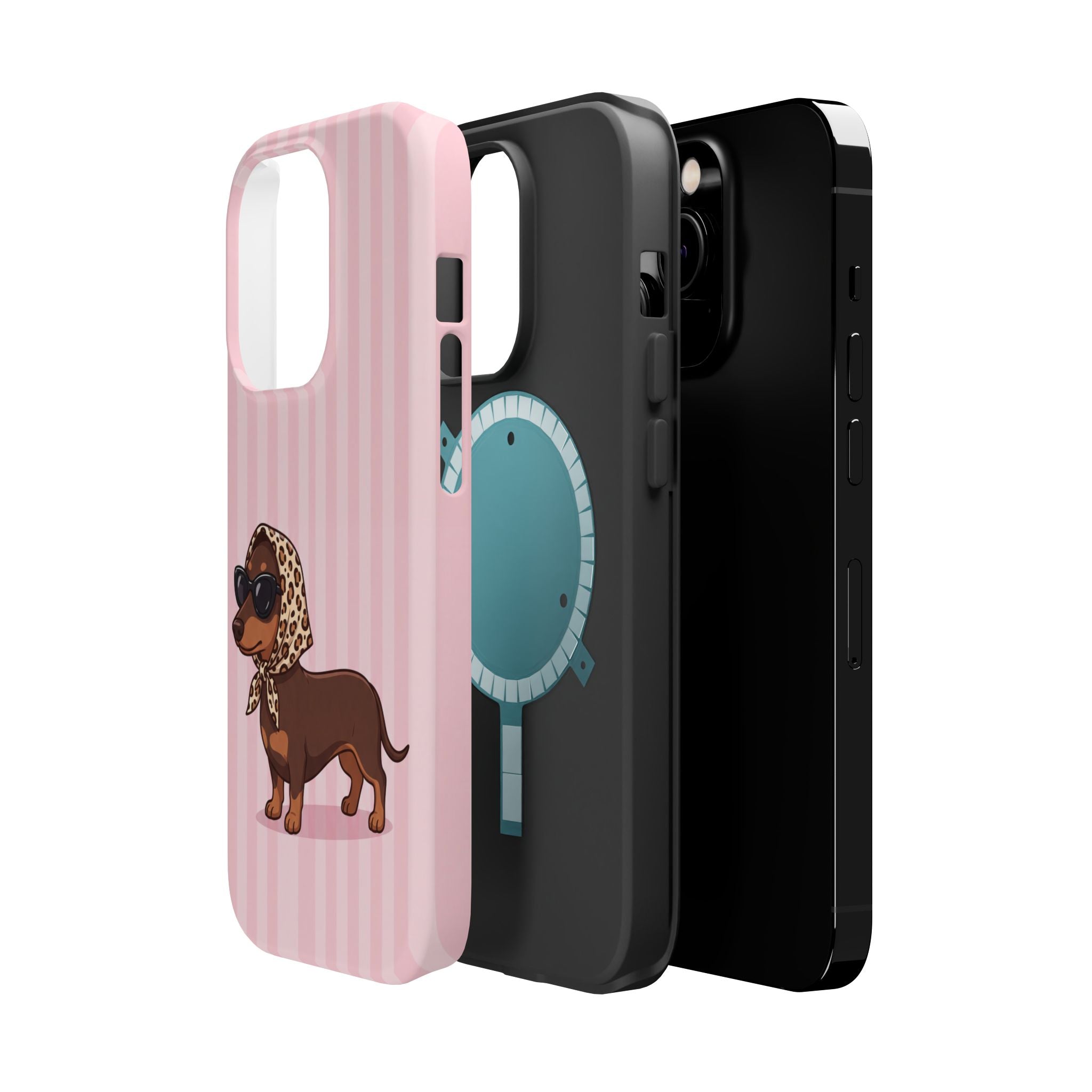 Preppy Dachshund Phone Case — Impact-Resistant Wireless Charging Cover
