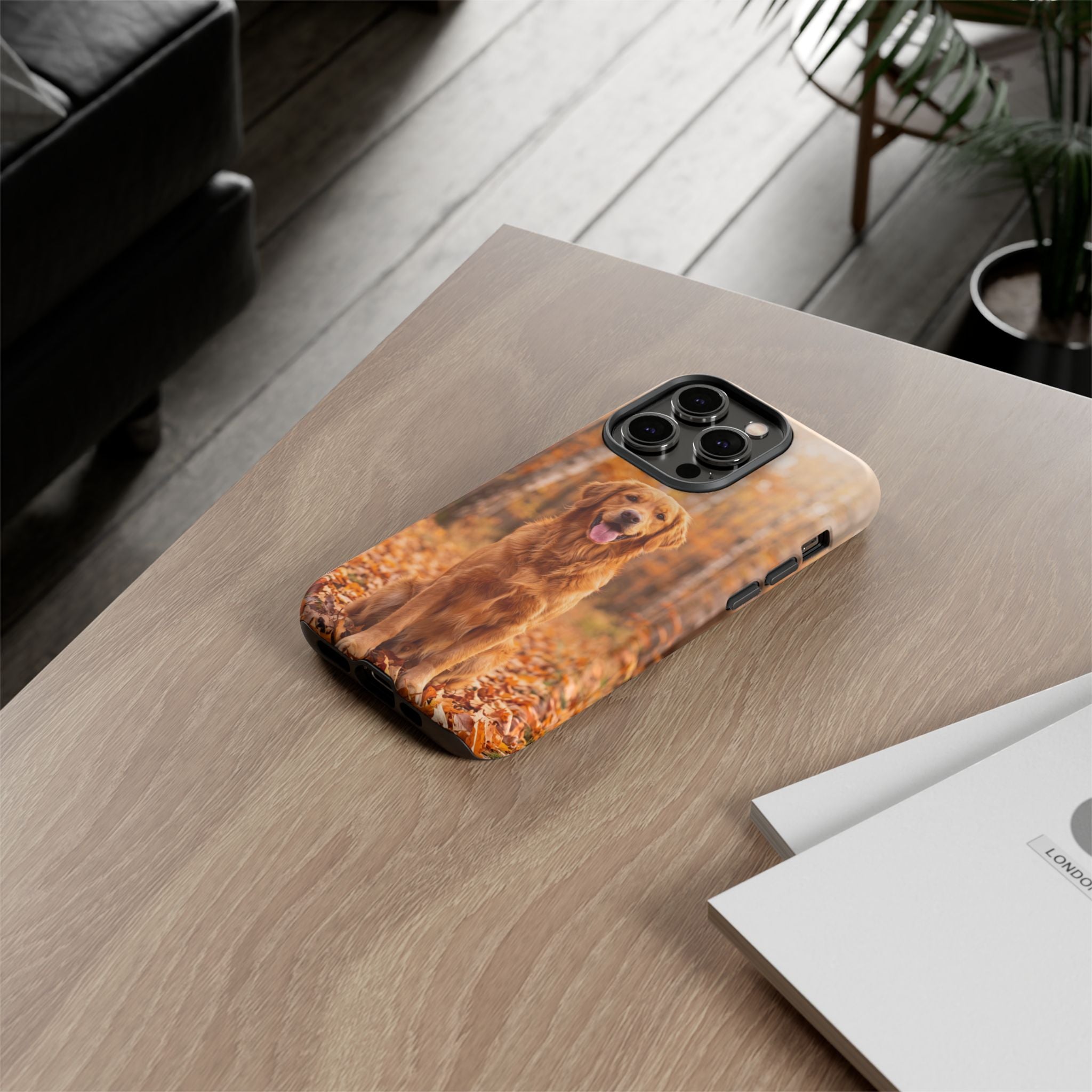 Golden Retriever Autumn Forest Phone Case | Happy Dog in Fall Foliage | Samsung & iPhone
