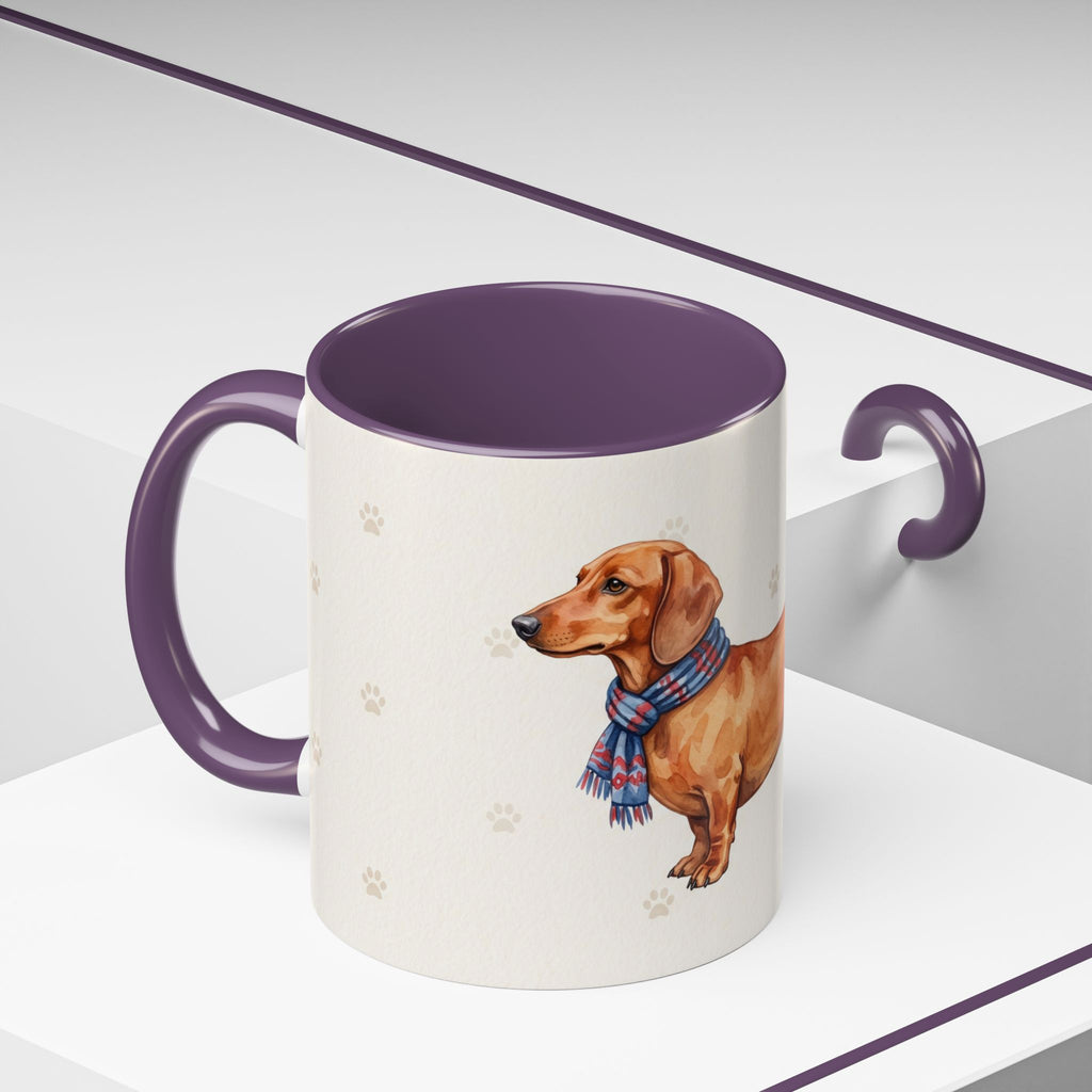 Dachshund Lover Mug – Wiener Dog with Scarf, Cute Watercolor Dachshund Gift Mug