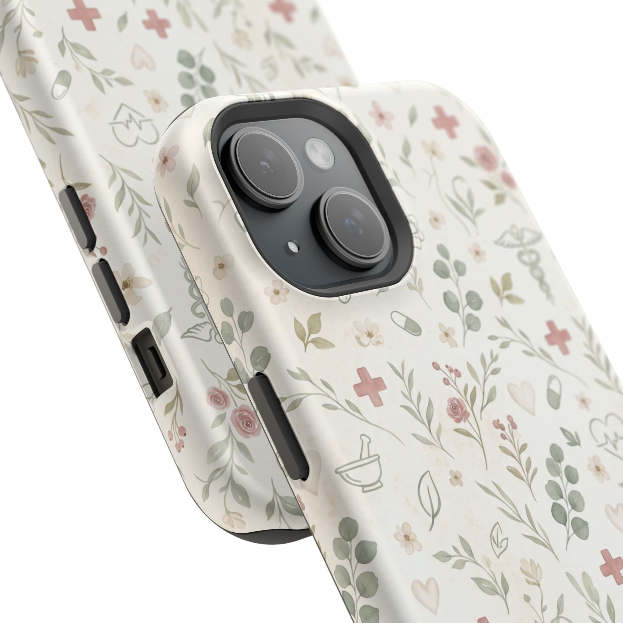 Floral Nurse Phone Case — Impact-Resistant Wireless Charging Cover