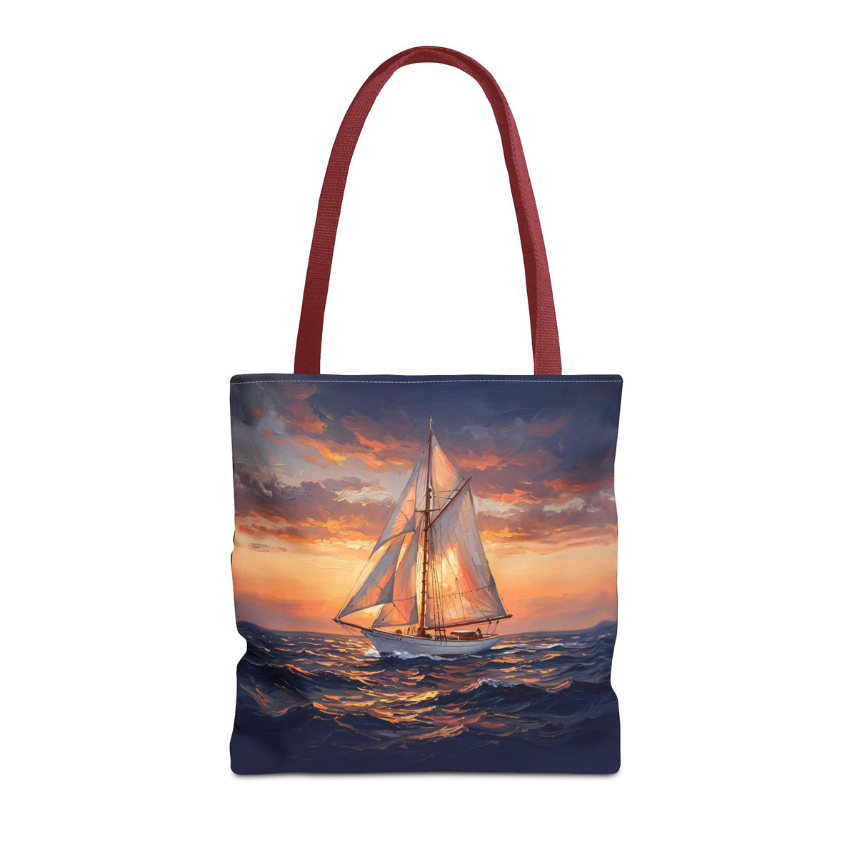 Sailboat Sunset Tote Bag | Painterly Sailing Art Tote for Boat Owners & Sailors