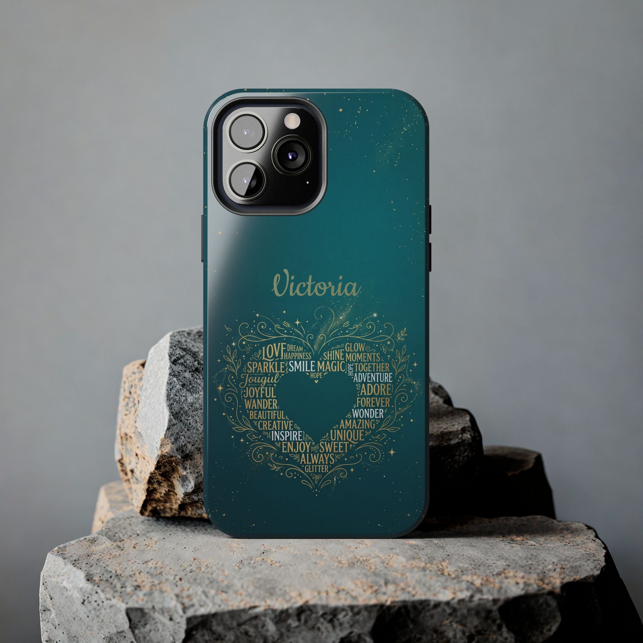 Personalized Teacher Phone Case — Custom Name Heart Word Art Design