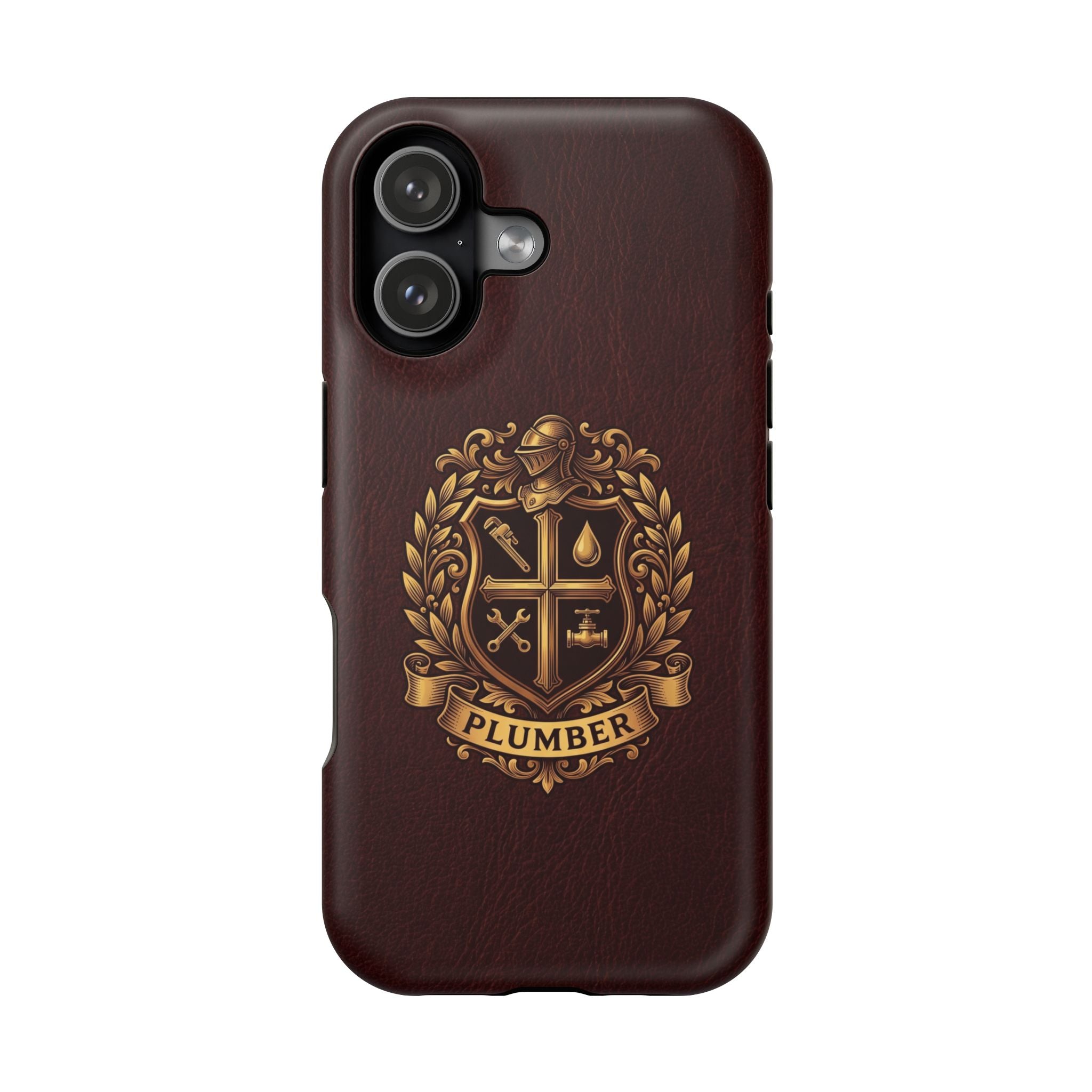 Plumber Crest Phone Case — Heraldic Shield Design Wireless Charging Cover