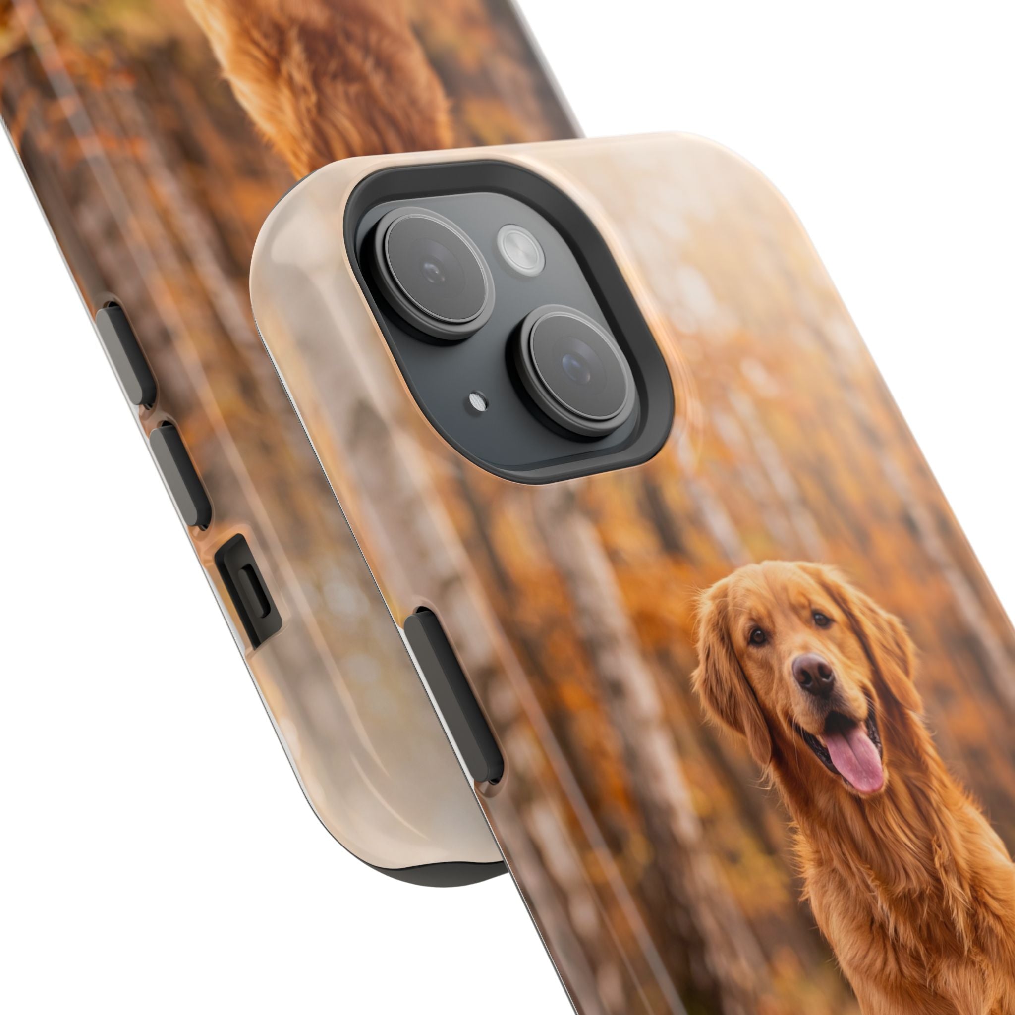 Autumn Golden Retriever Phone Case — Impact-Resistant Wireless Charging Cover