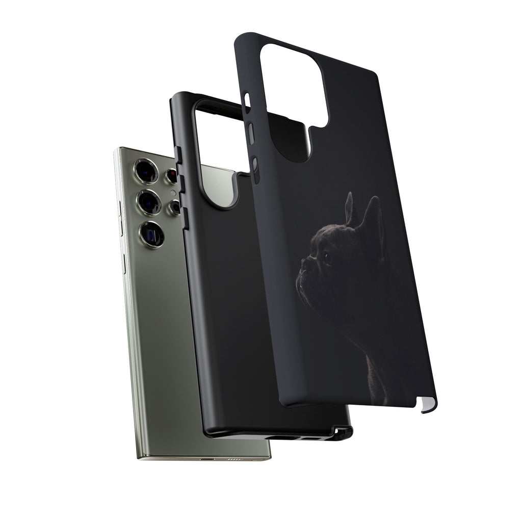 Silhouette French Bulldog Phone Case | Minimalist Black-on-Black Frenchie Profile | iPhone & Samsung