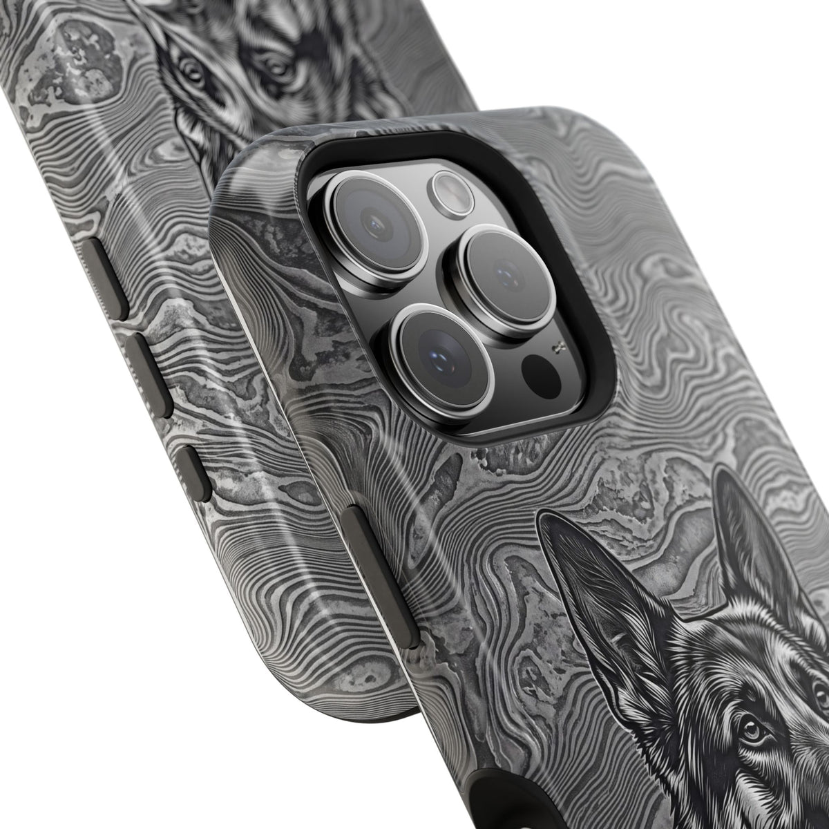 German Shepherd Phone Case | Damascus Art — Tough Magnetic Case with Wireless Charging
