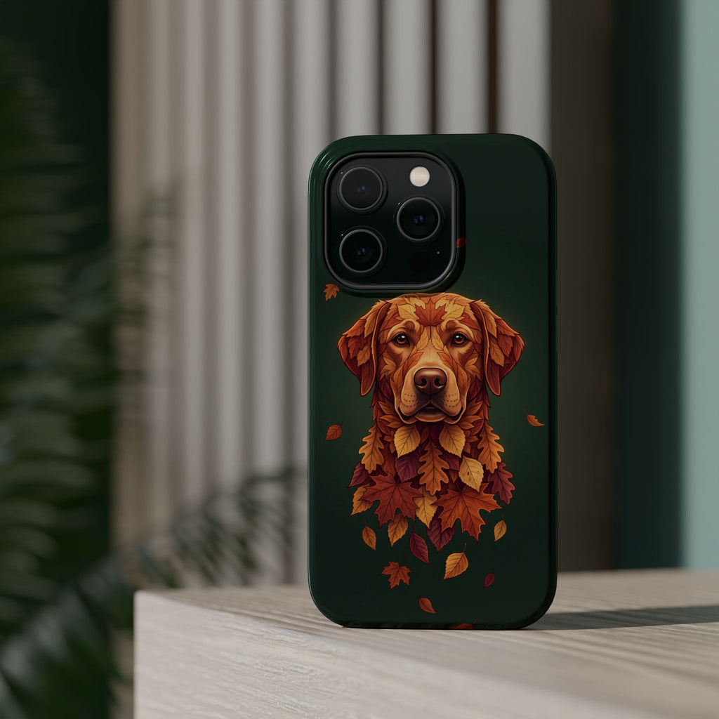 Autumn Leaves Labrador Phone Case — Tough Magnetic Case with Wireless Charging