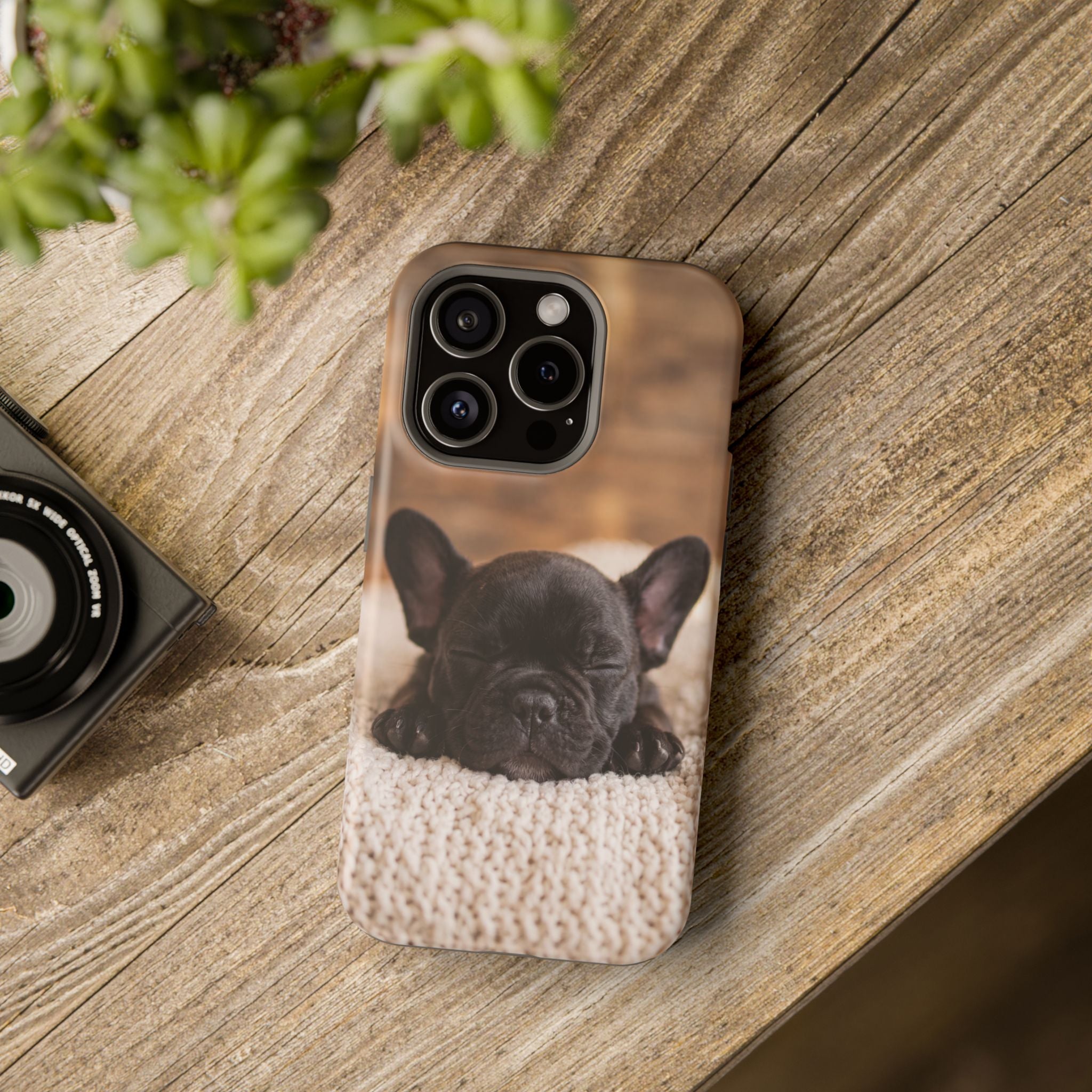 Sleepy French Bulldog Phone Case — Impact-Resistant Wireless Charging Cover