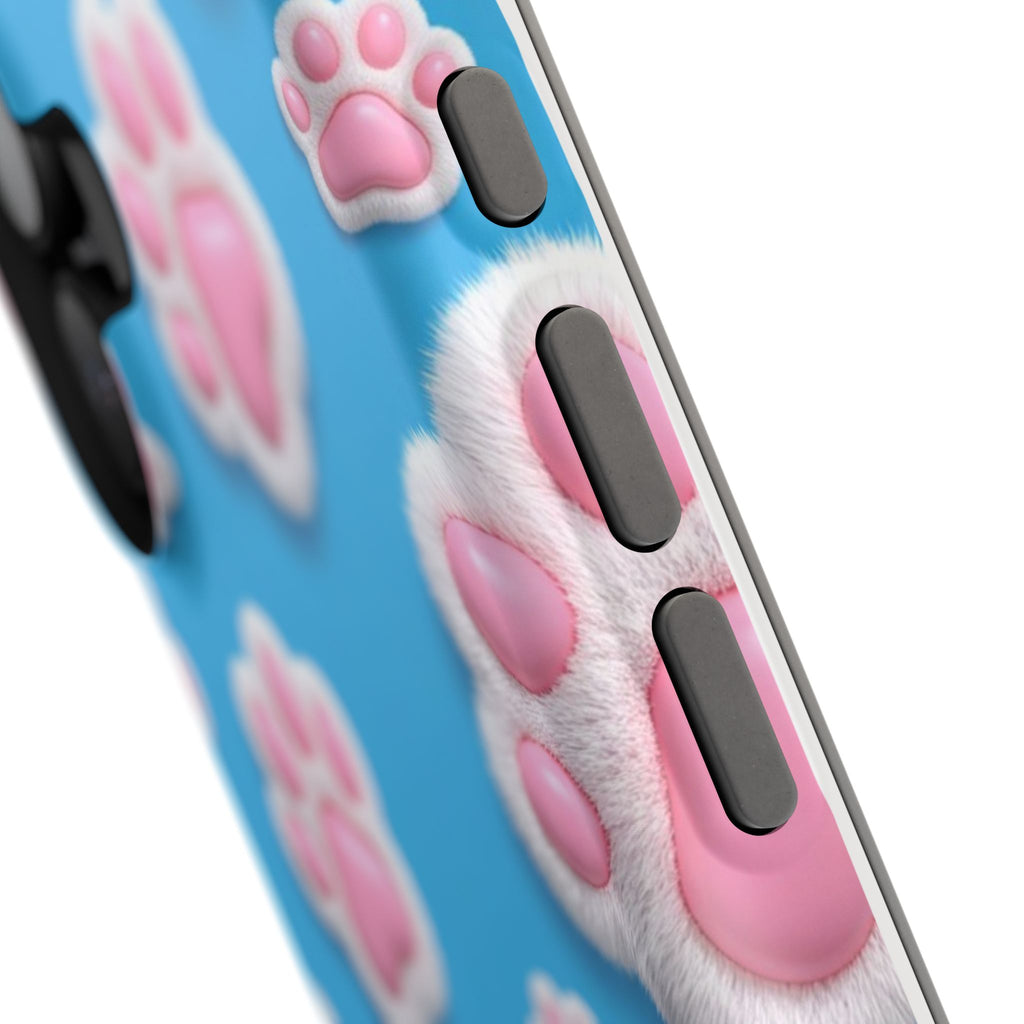 Fluffy Paw Print Phone Case | Cute 3D Pink Paw Pattern Case for Dog & Cat Lovers | iPhone & Samsung