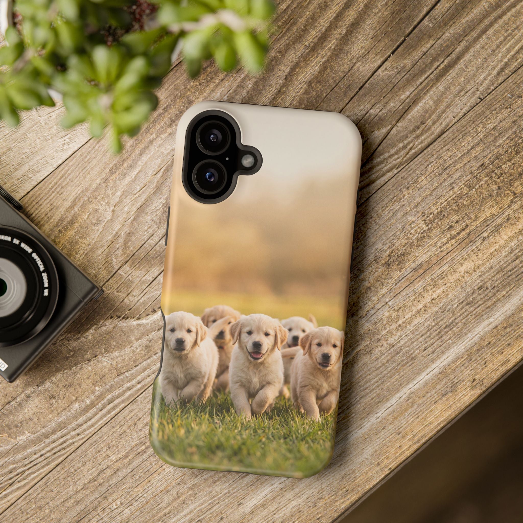 Golden Retriever Puppies Phone Case — Impact-Resistant Wireless Charging Cover