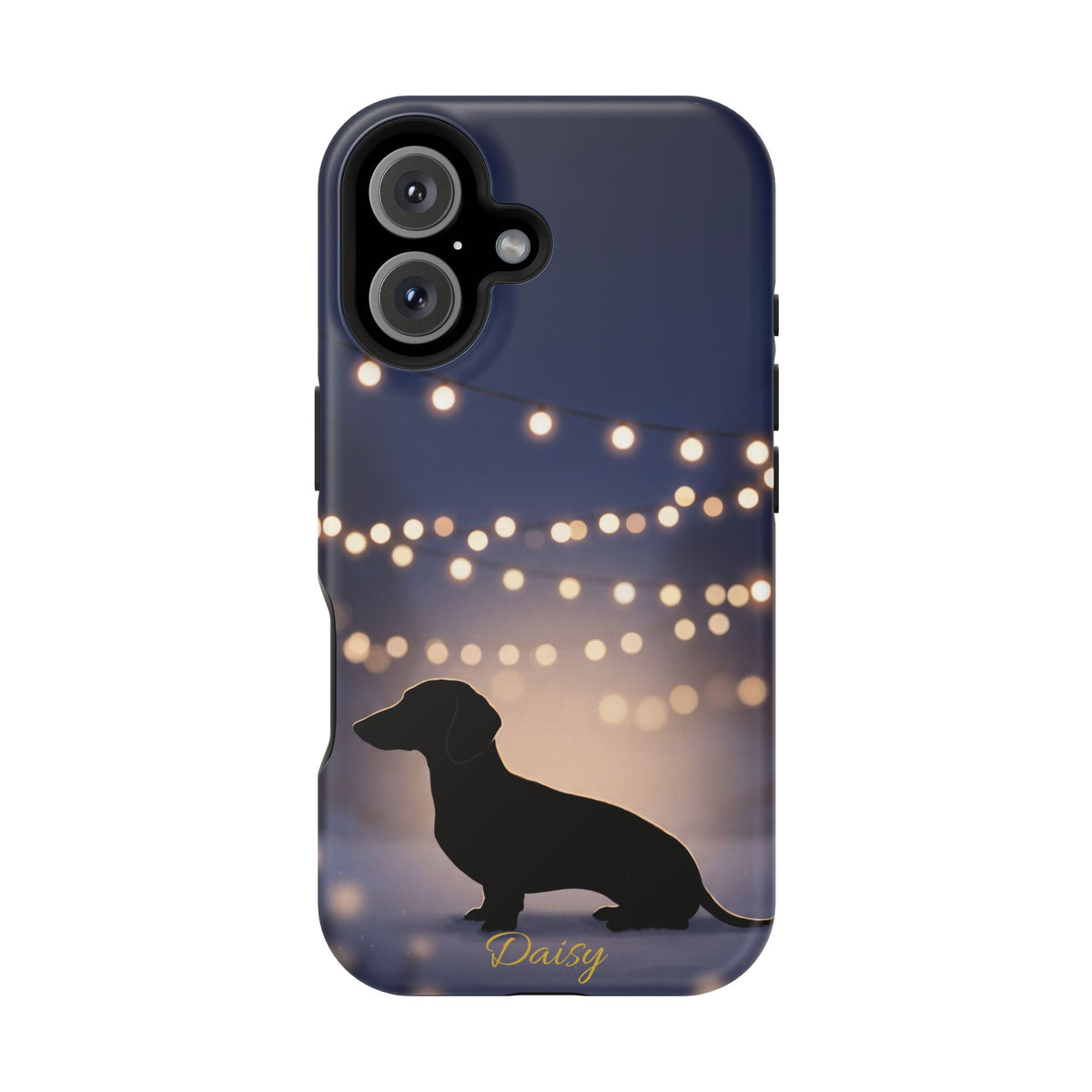 Personalized Dachshund Fairy Lights Phone Case — Wireless Charging Cover