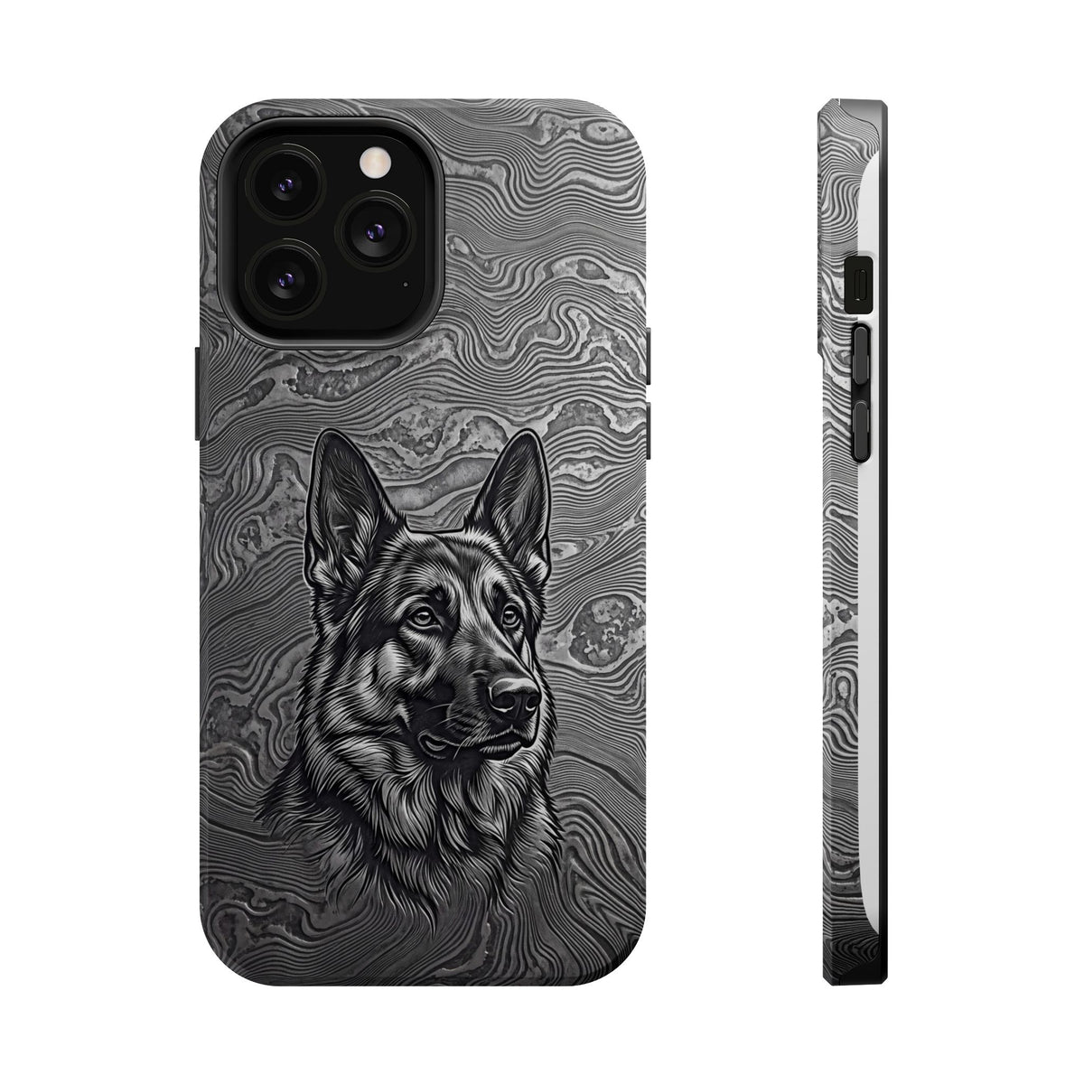 German Shepherd Phone Case | Damascus Art — Tough Magnetic Case with Wireless Charging