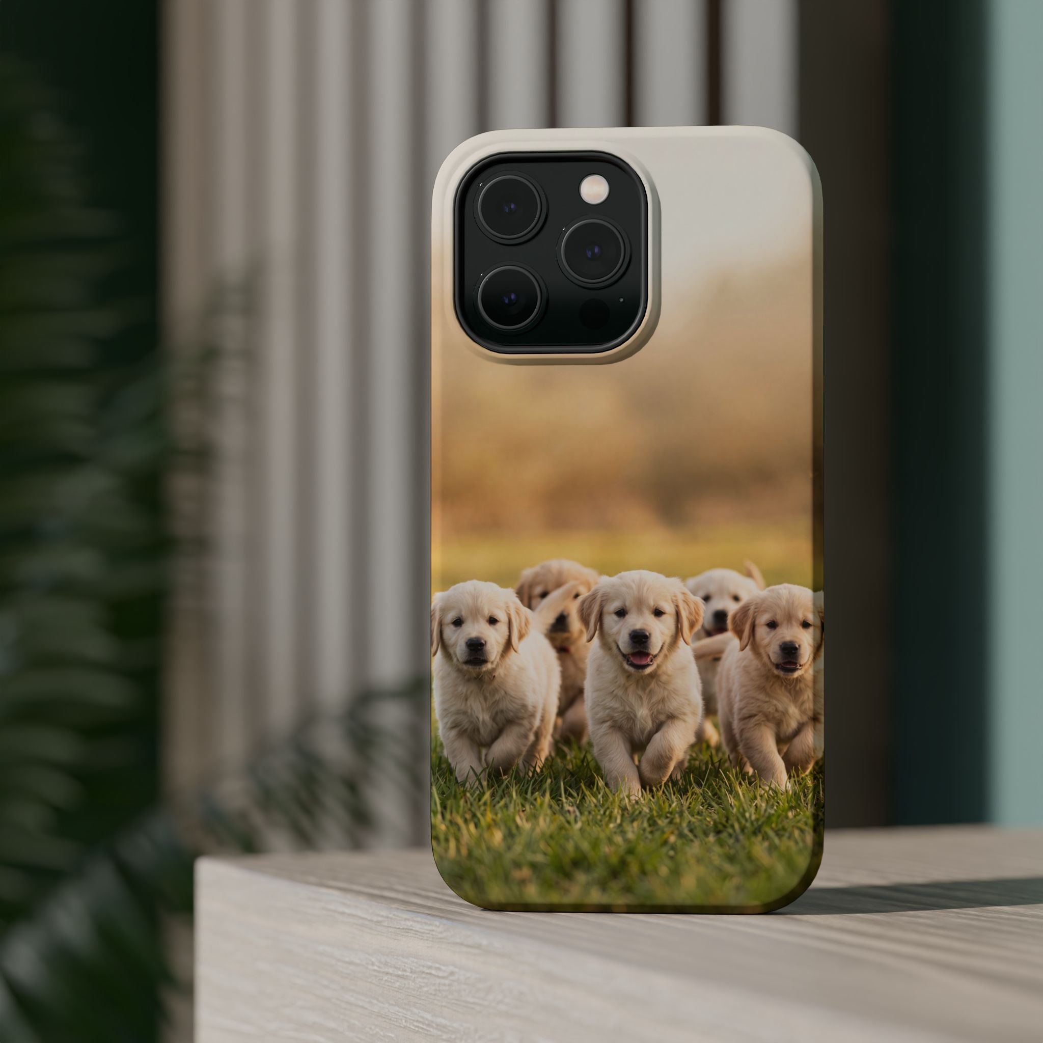 Golden Retriever Puppies Phone Case — Impact-Resistant Wireless Charging Cover