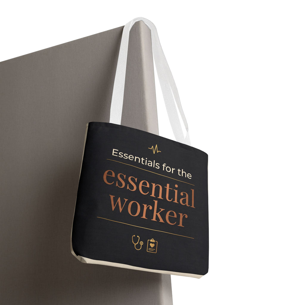 Essentials for the Essential Worker Tote | Healthcare Worker Gift Tote Bag | Nurse Doctor Appreciation Gift | Premium Polyester Carry-All