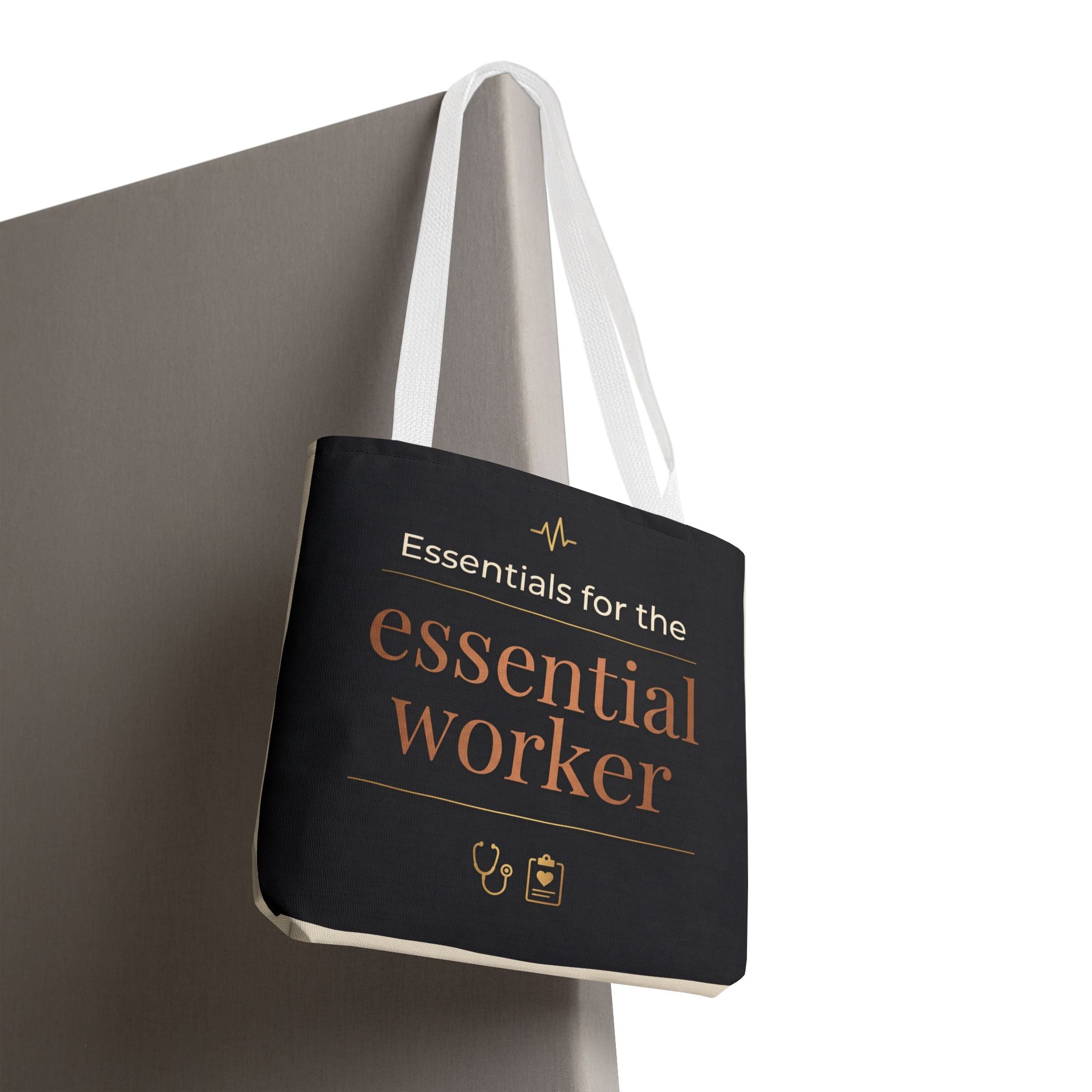 Essentials for the Essential Worker Tote | Healthcare Worker Gift Tote Bag | Nurse Doctor Appreciation Gift | Premium Polyester Carry-All