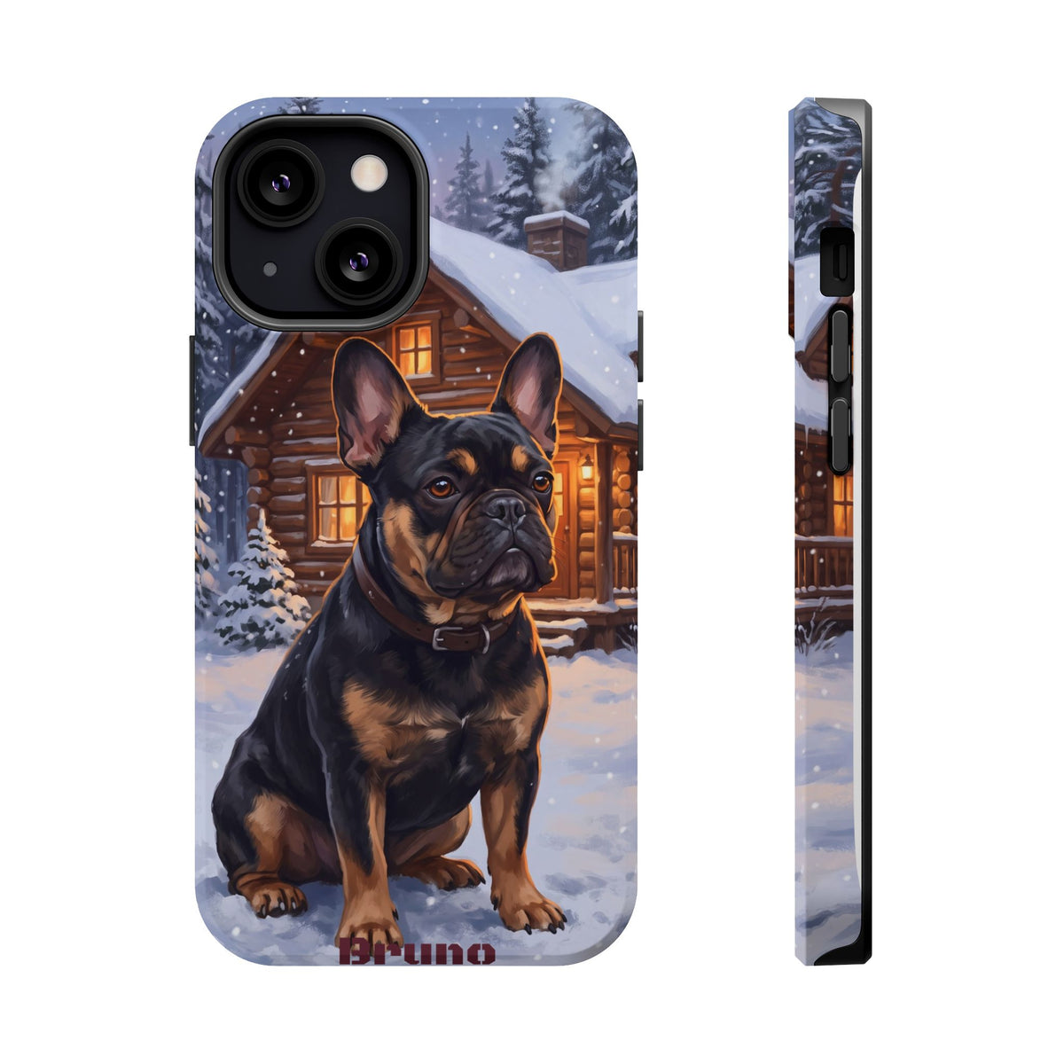 Personalized French Bulldog Cozy Cabin Phone Case — Wireless Charging Cover