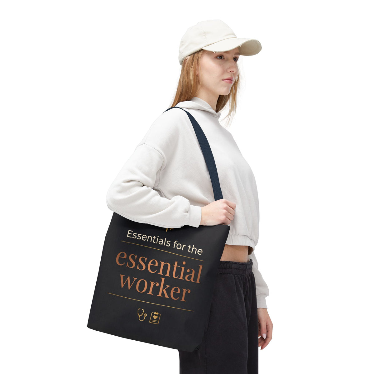 Essentials for the Essential Worker Tote | Healthcare Worker Gift Tote Bag | Nurse Doctor Appreciation Gift | Premium Polyester Carry-All