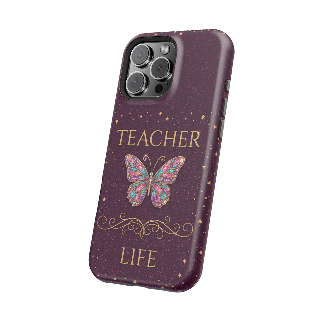Teacher Life Glitter Butterfly Phone Case — Wireless Charging Cover