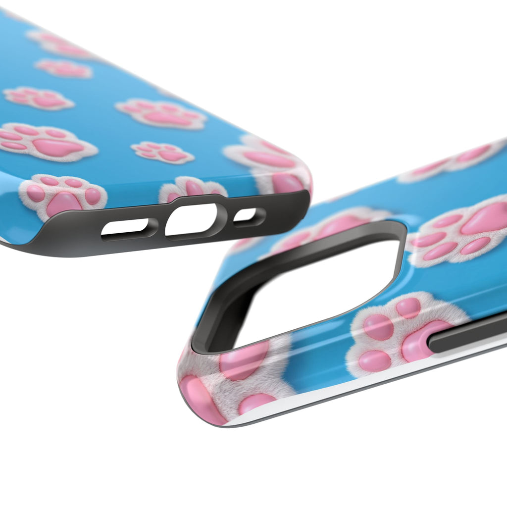 Fluffy Paw Print Phone Case | Cute 3D Pink Paw Pattern Case for Dog & Cat Lovers | iPhone & Samsung