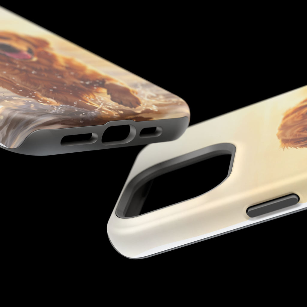 Beach Golden Retriever Phone Case — Impact-Resistant Wireless Charging Cover