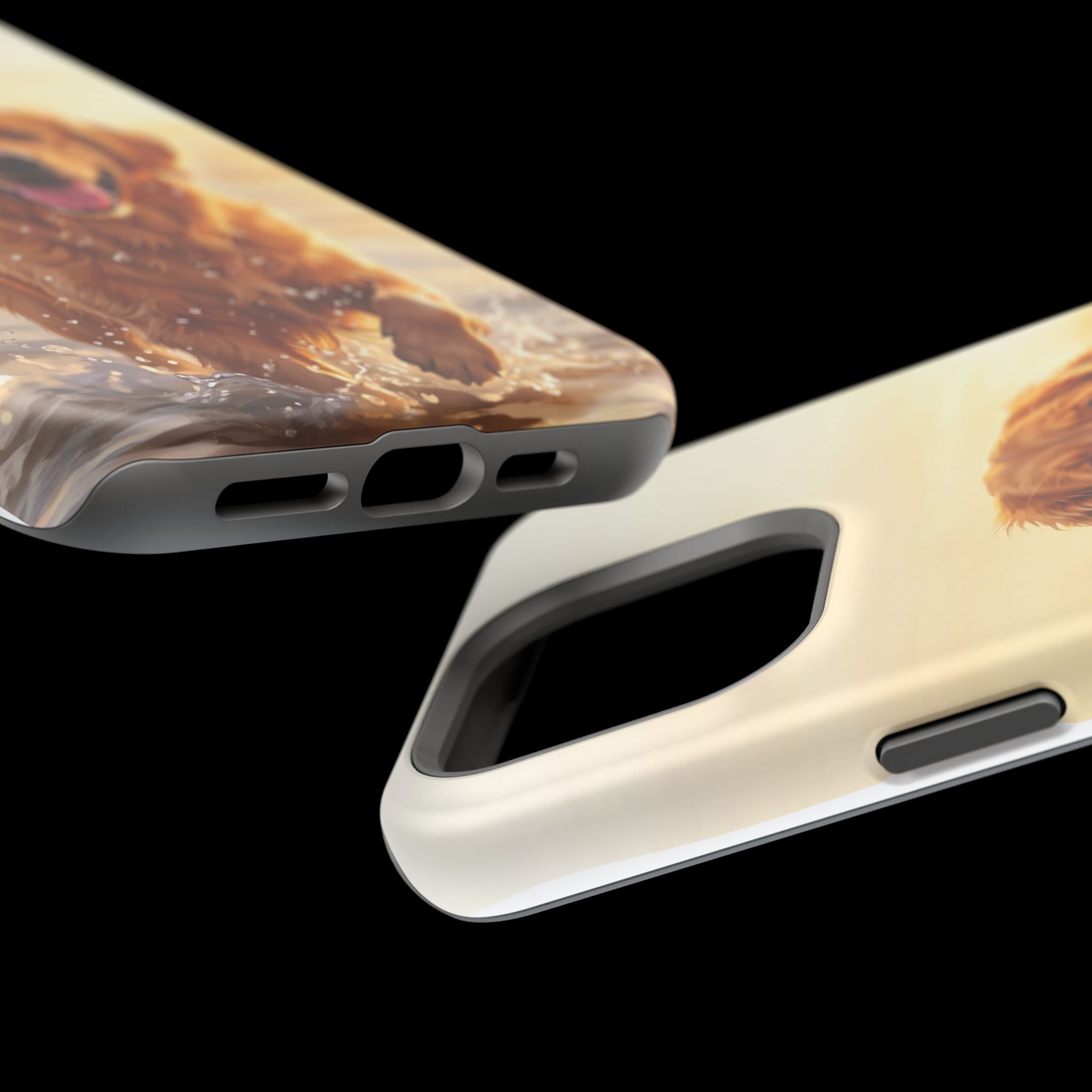 Beach Golden Retriever Phone Case — Impact-Resistant Wireless Charging Cover