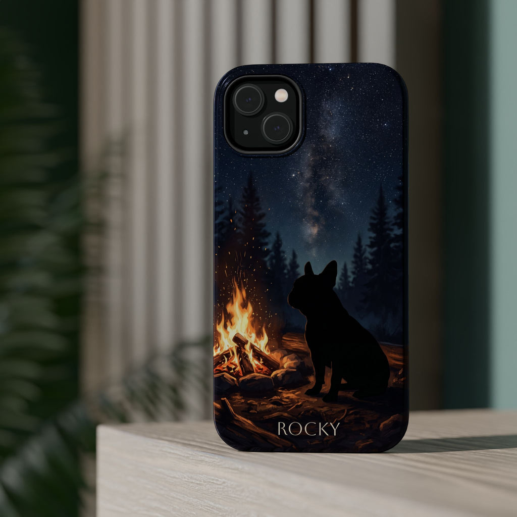 Personalized French Bulldog Campfire Phone Case — Wireless Charging Cover