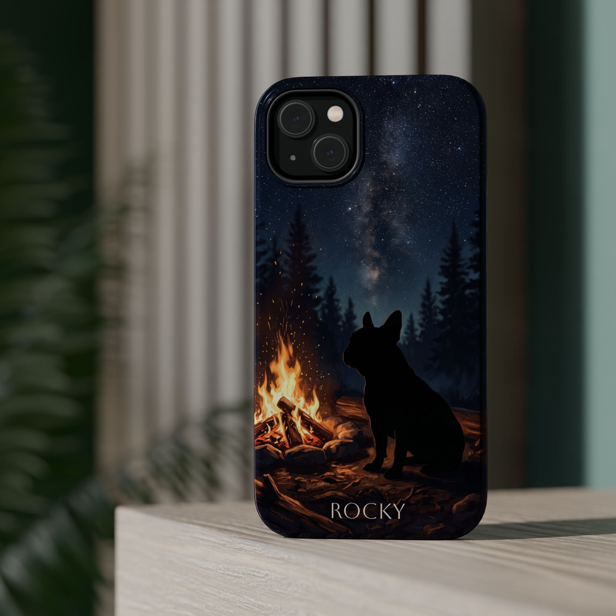 Personalized French Bulldog Campfire Phone Case — Wireless Charging Cover