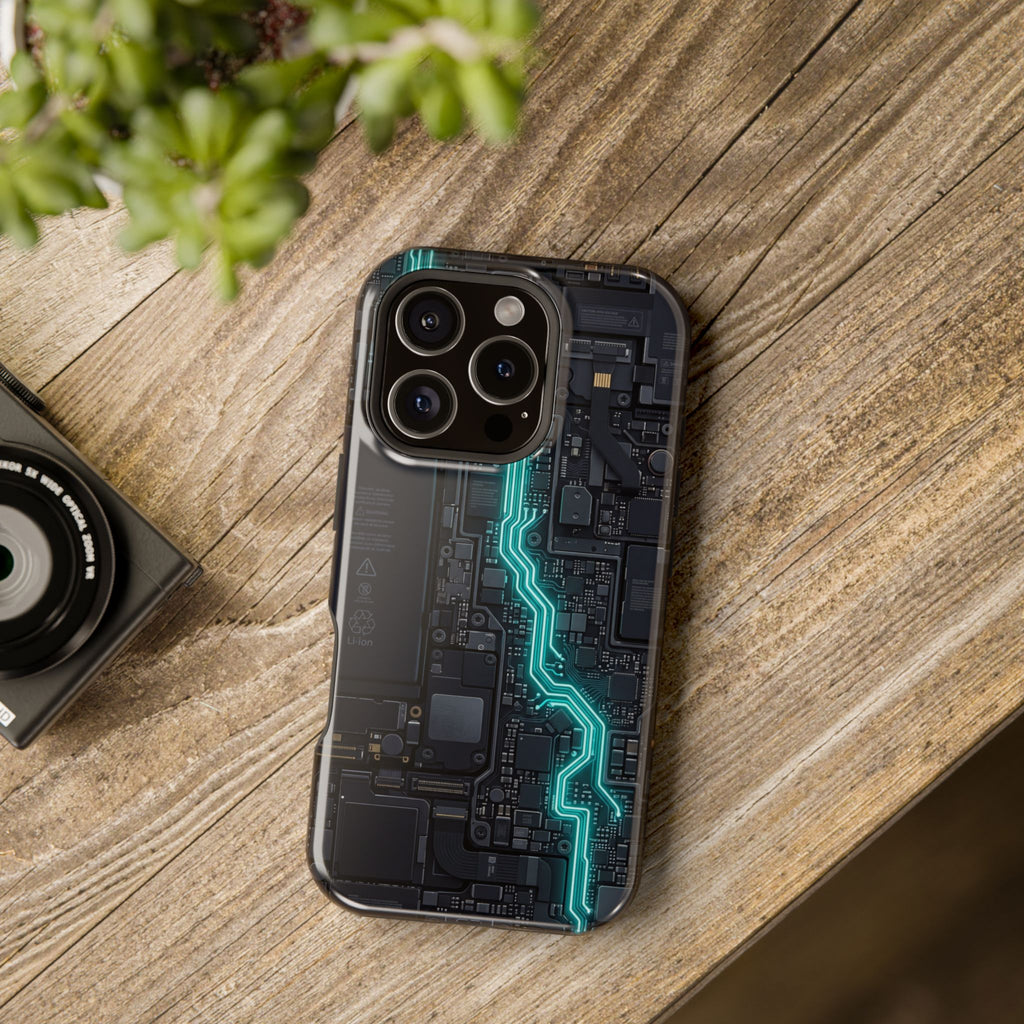 Cyan Bolt Electrician Phone Case — Electric Circuit Wireless Charging Cover