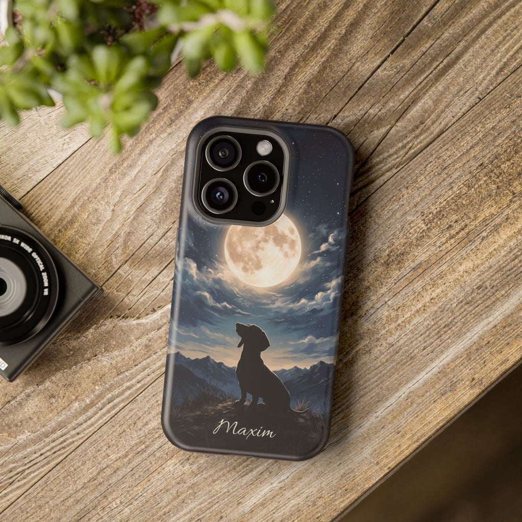 Personalized Dachshund Moonlight Phone Case — Wireless Charging Cover