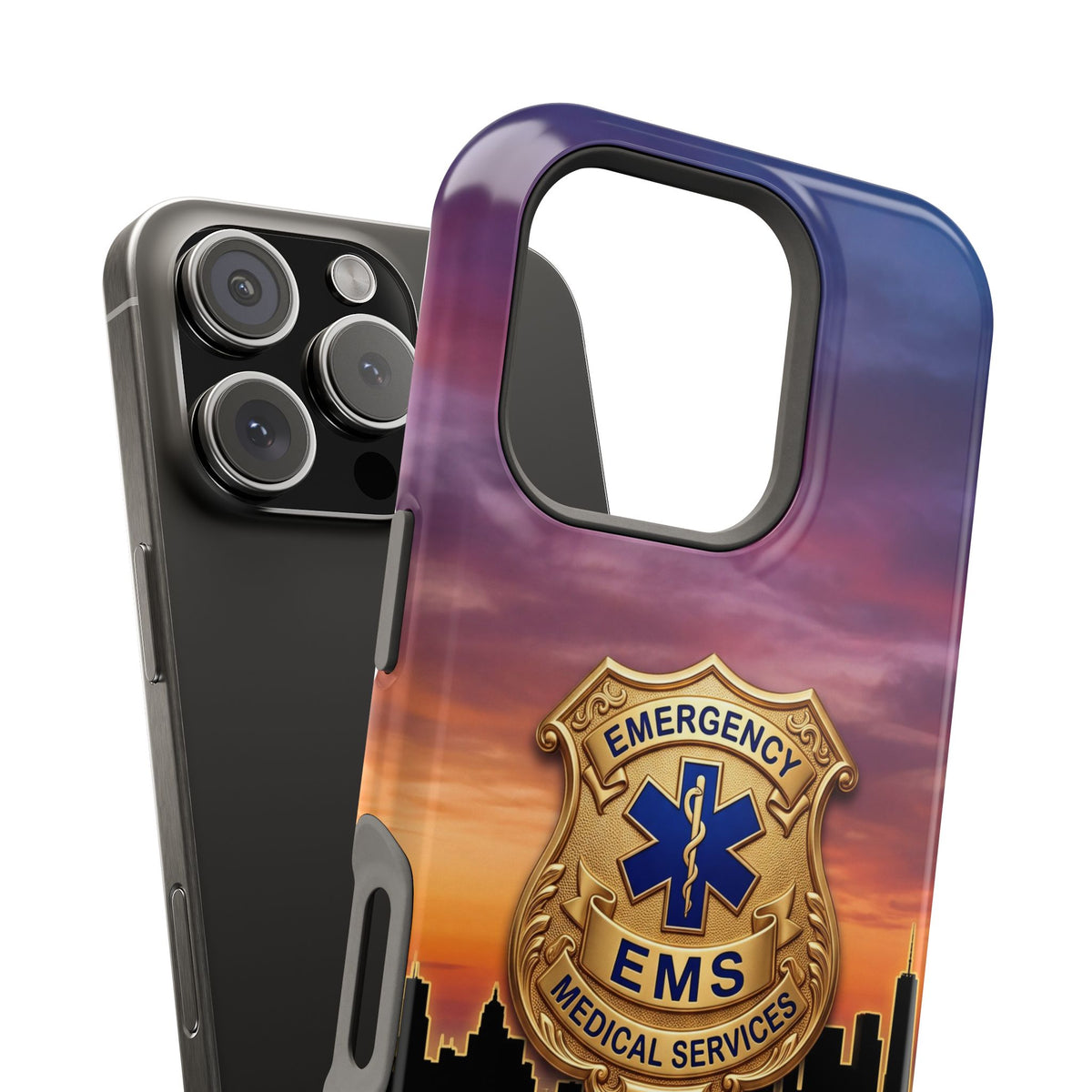 EMS Badge Sunset Skyline Phone Case — Magnetic Wireless Charging Cover