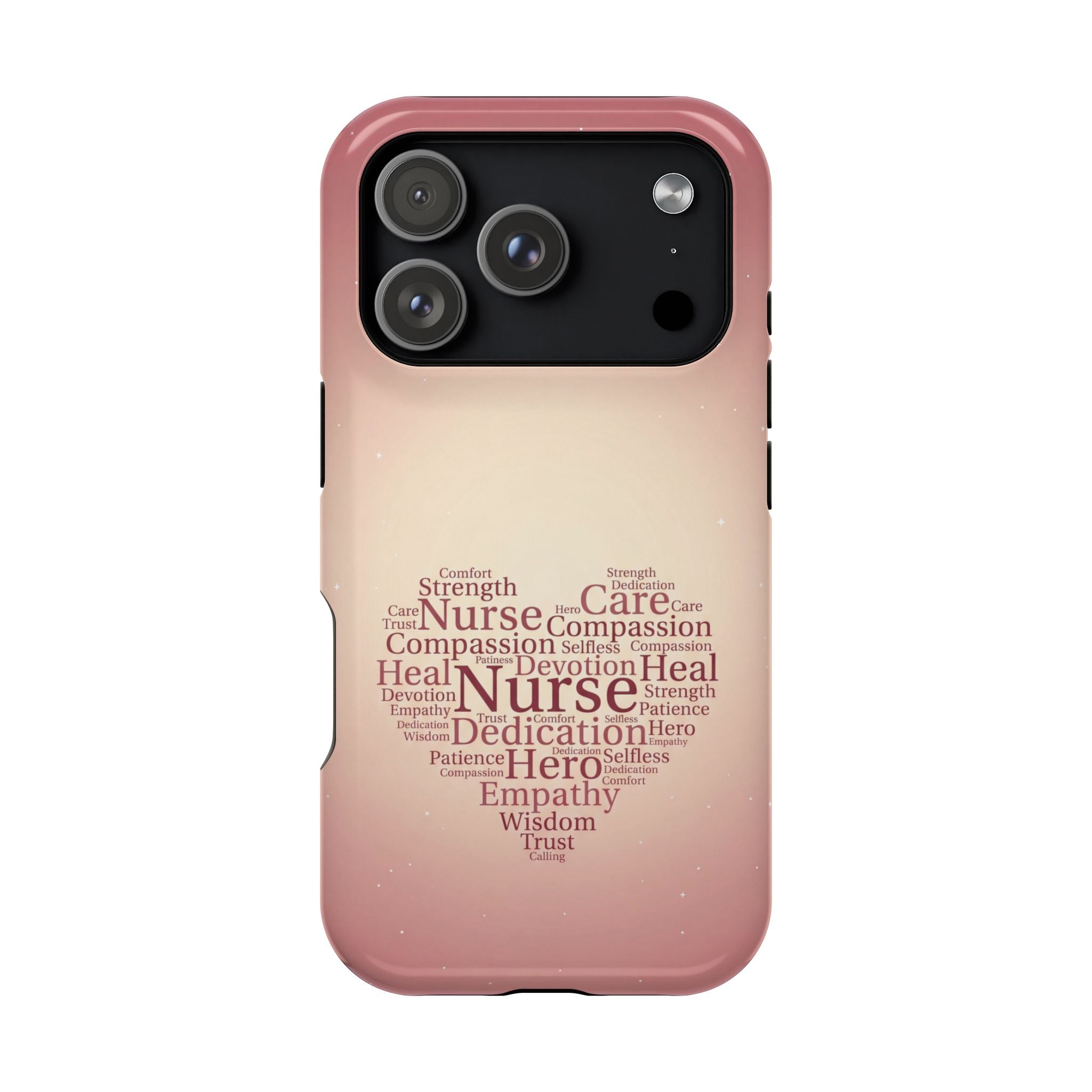 Nurse Heart Word Art Phone Case — Impact-Resistant Wireless Charging Cover