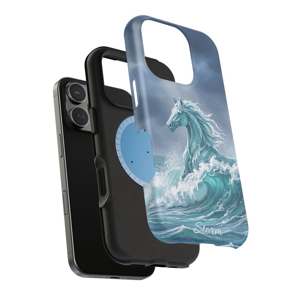 Personalized Ocean Wave Horse Phone Case — Tough Magnetic Case with Wireless Charging
